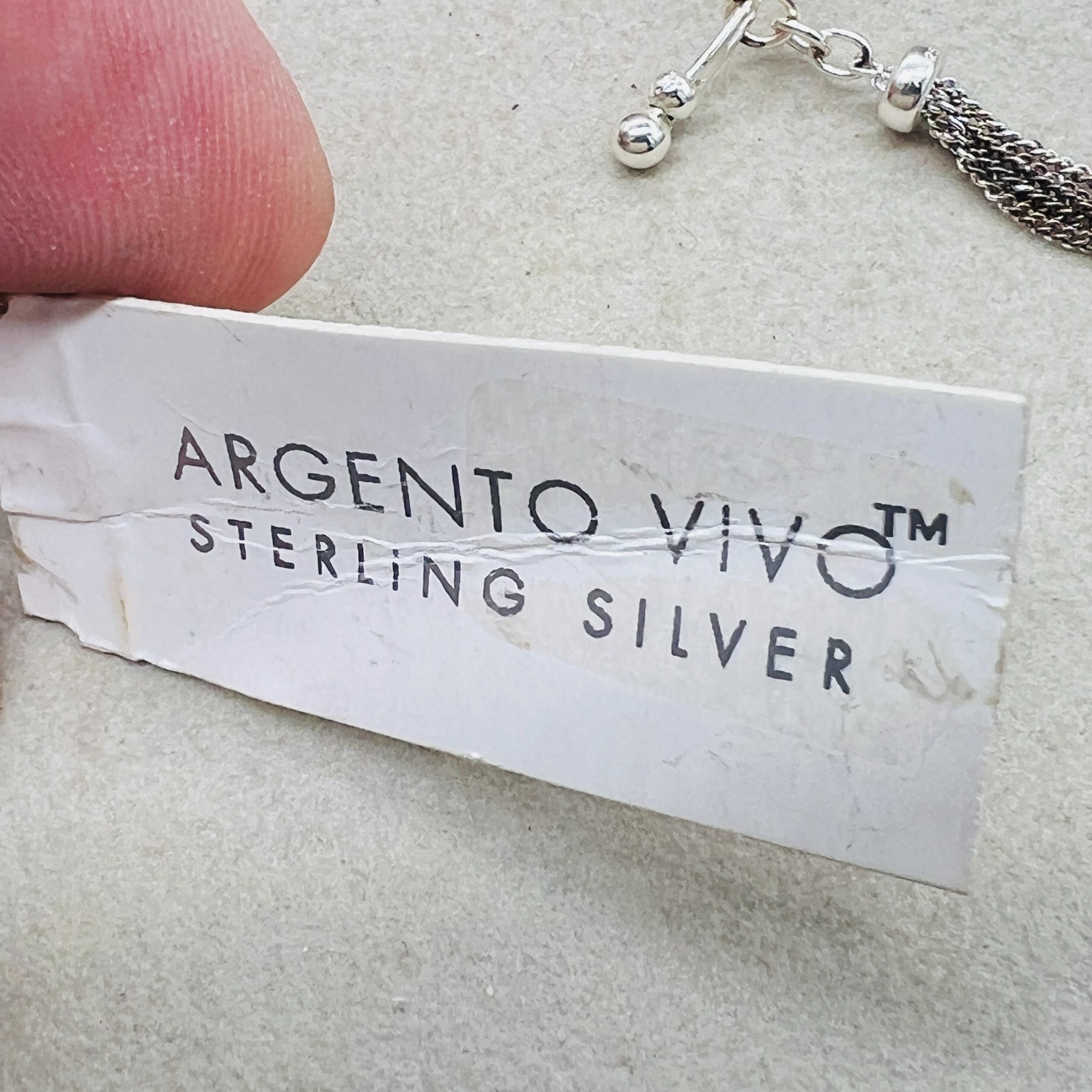 Argento Vivo Sterling Silver 925 Open Cuff Beaded Bracelet Tassel Charm NWT