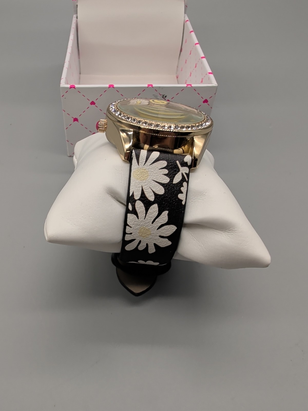 Betsey Johnson Luv Betsey Bling Watch Flower Mushroom Emoji Lthr Band New In BOX