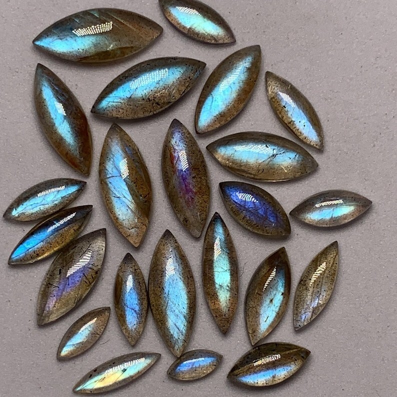 AAAAA Excellent Labradorite Lot Marquise Shape Cabochon Blue Fire 4×10-8×18 MM