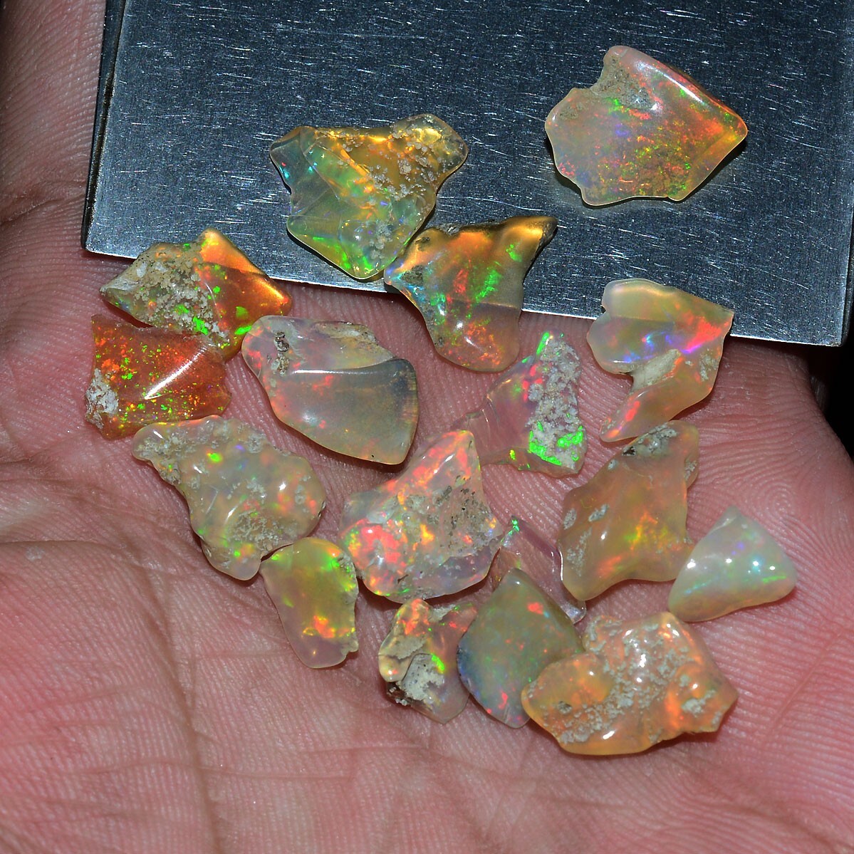17 Pcs Natural Ethiopian Opal Rough AAA+ Grade Jumbo Welo Fire Raw Gemstones Lot