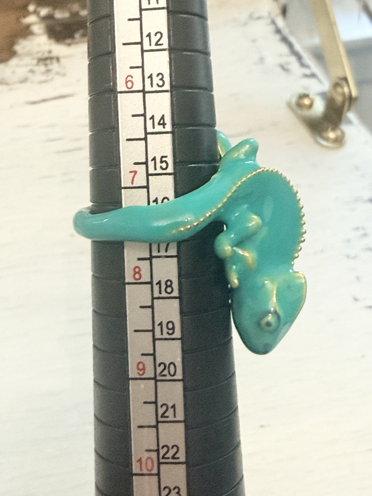 Chameleon Green Lizard Unique Enamel ring size 7.5 Gift Tropical Jewelry NEW