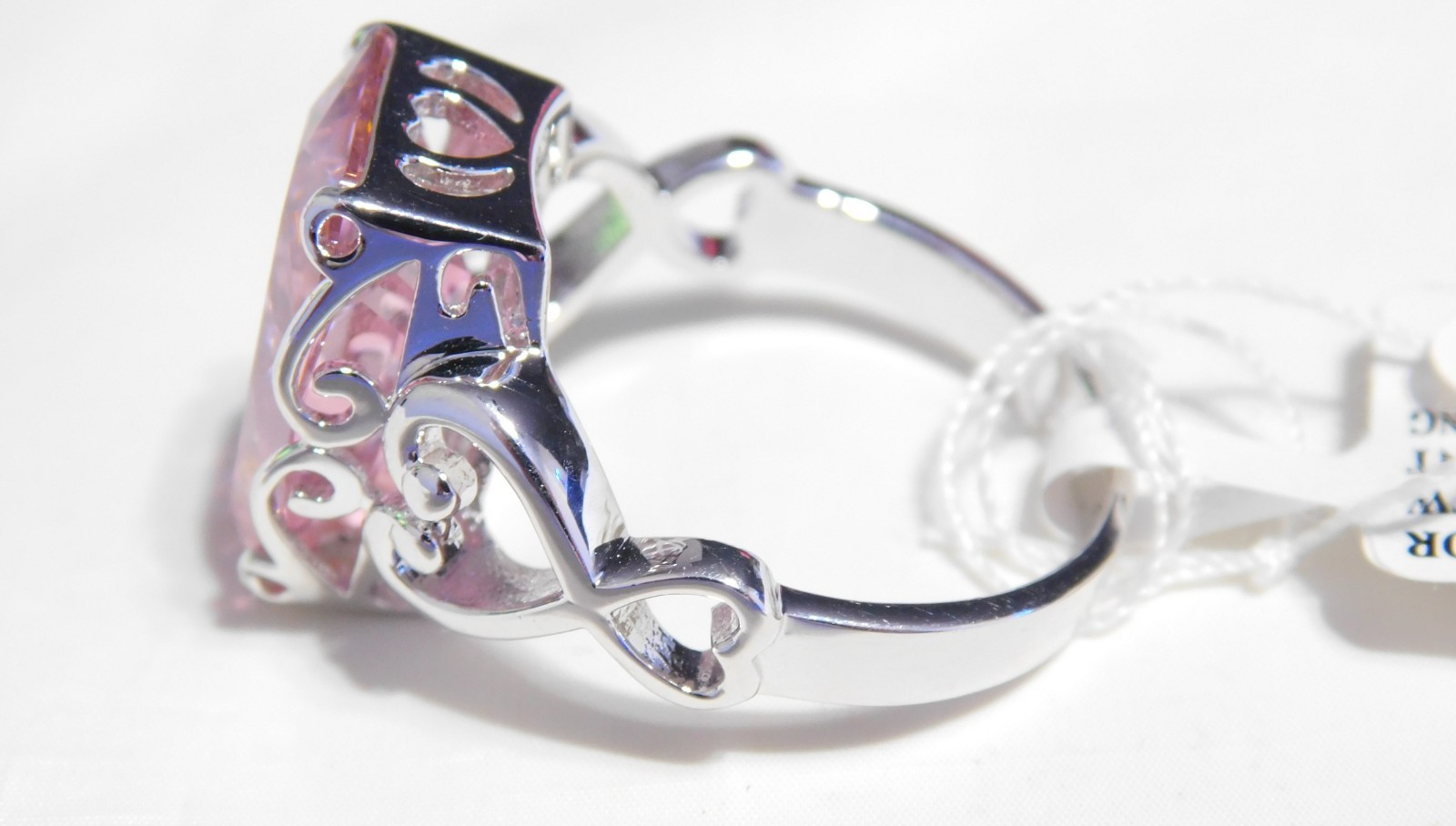 Stunning Pink Emerald-Cut Simulated Diamond Ring 20.00 CTW