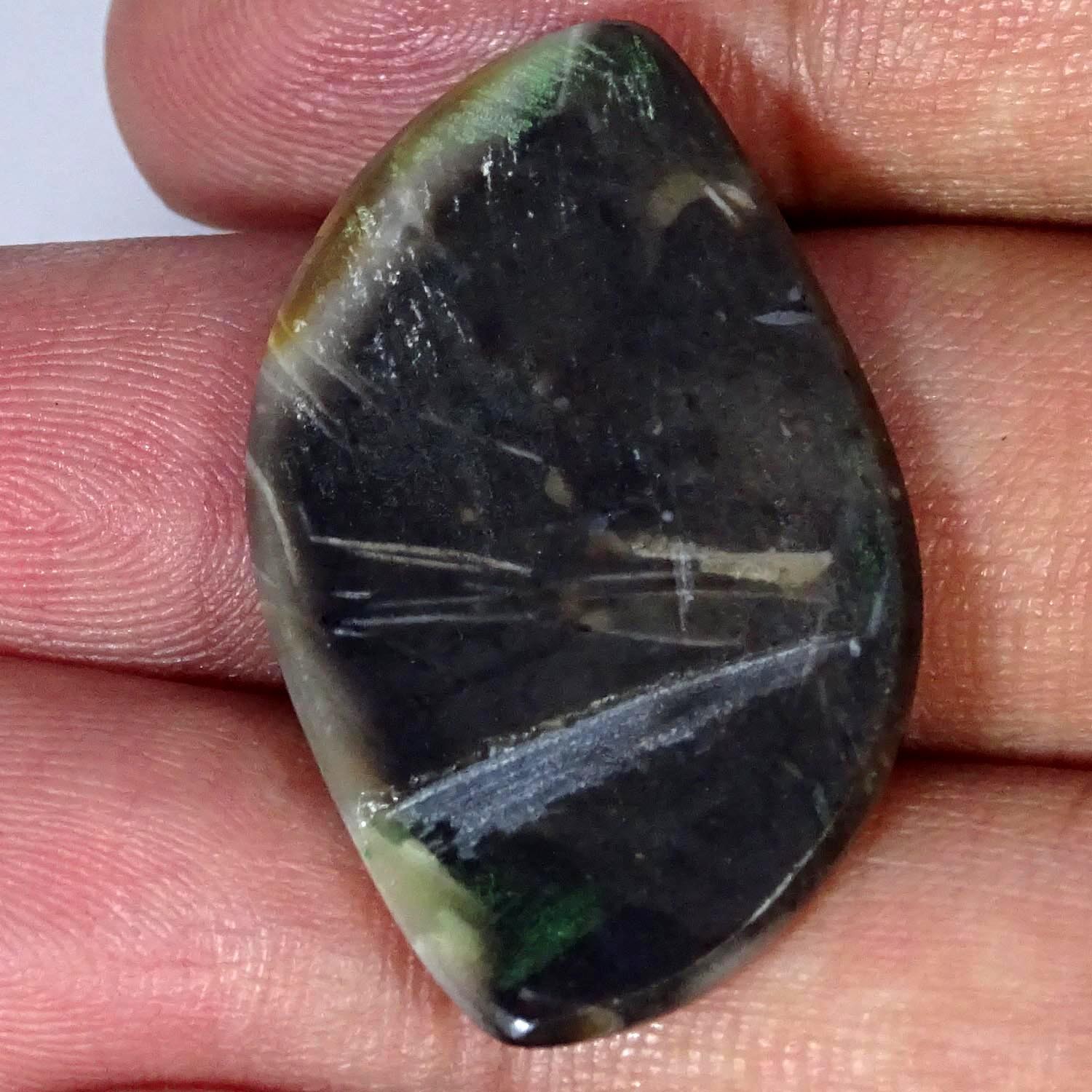 23.10Cts A+ Natural Feather Agate Fancy Cabochon Gemstone 21X35X4MM