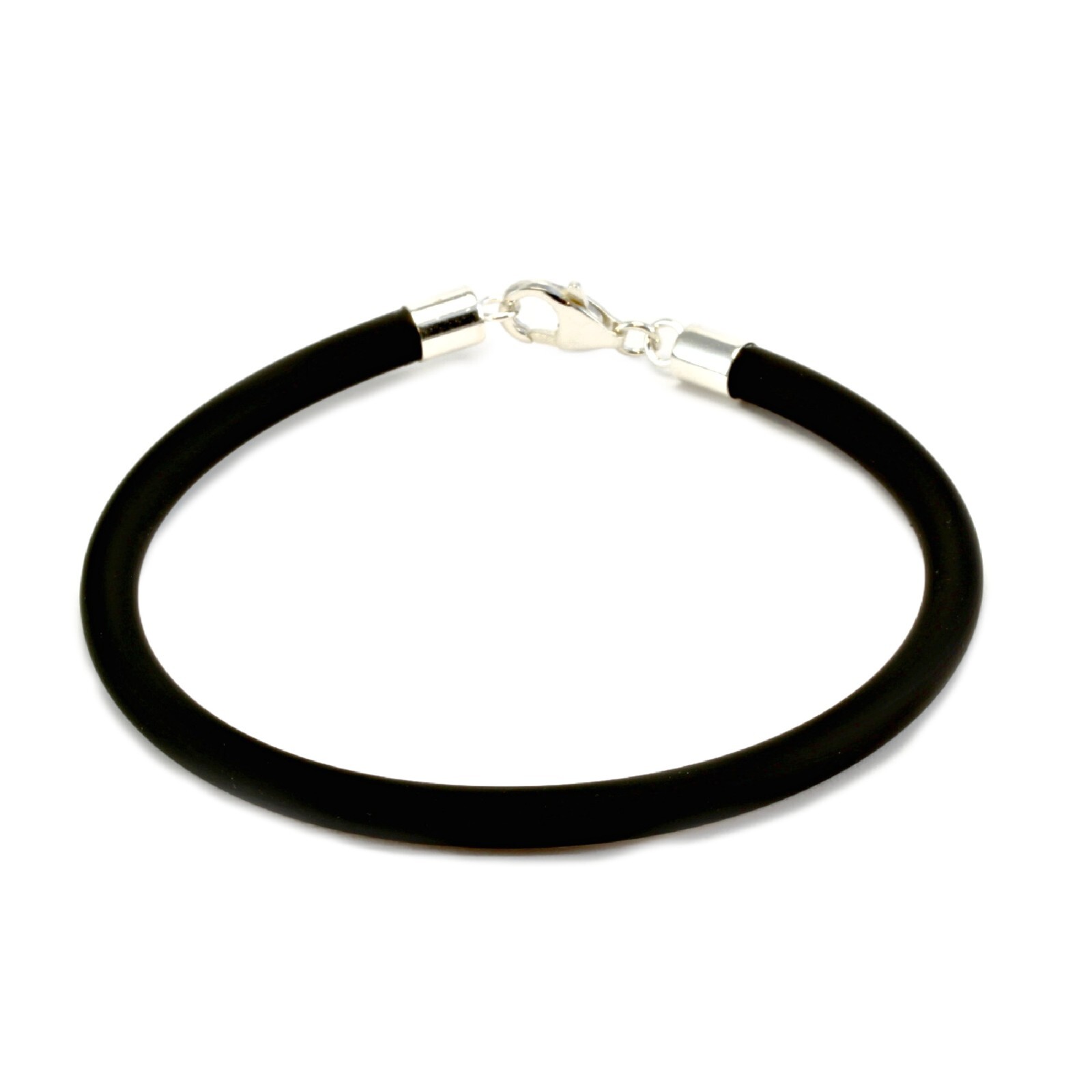 Men’s/Ladies Chunky Rubber Bracelet–5mm Durable Wristband-Sterling Silver Clasp