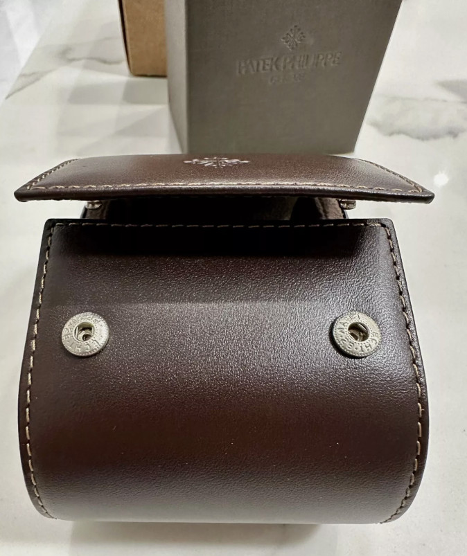 Patek Philippe Dark Brown Leather Watch Travel Case Luxury Storage Box New