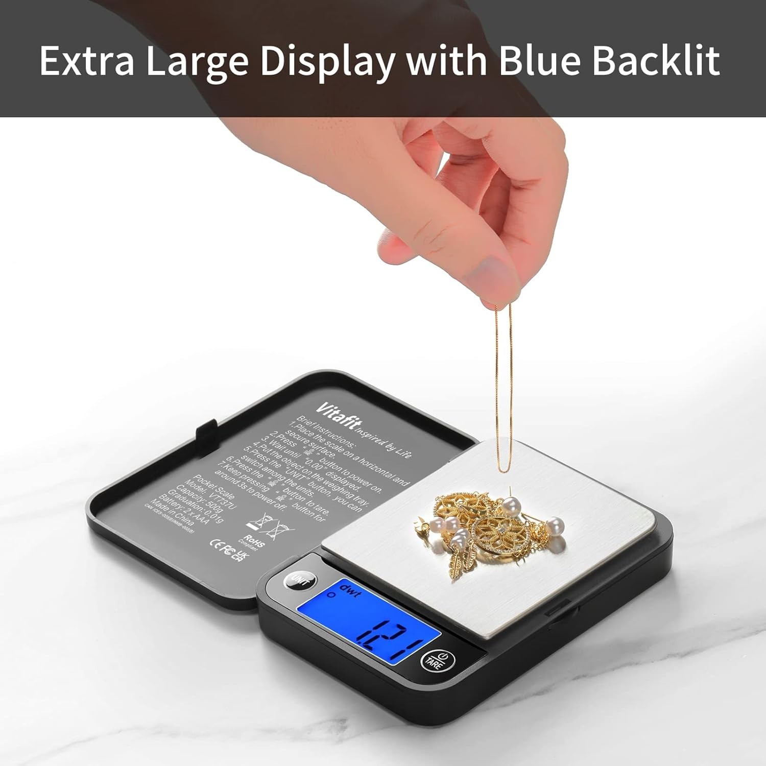 Digital Pocket Scale 500g 0.01g High Accuracy Lab Food Jewelry Mini
