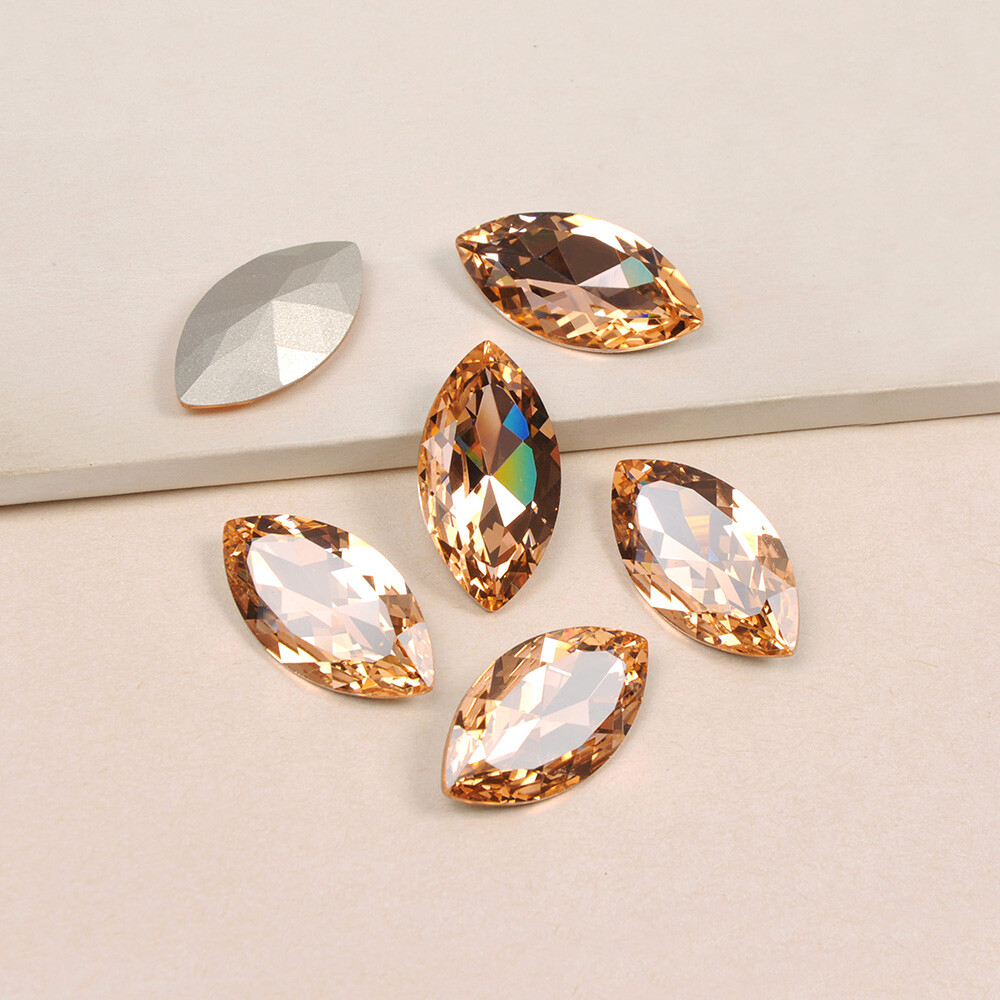 4227 Light Peach Navette K9 Glass Crystal loose Sew on Rhinestone 17x32mm 1pcs