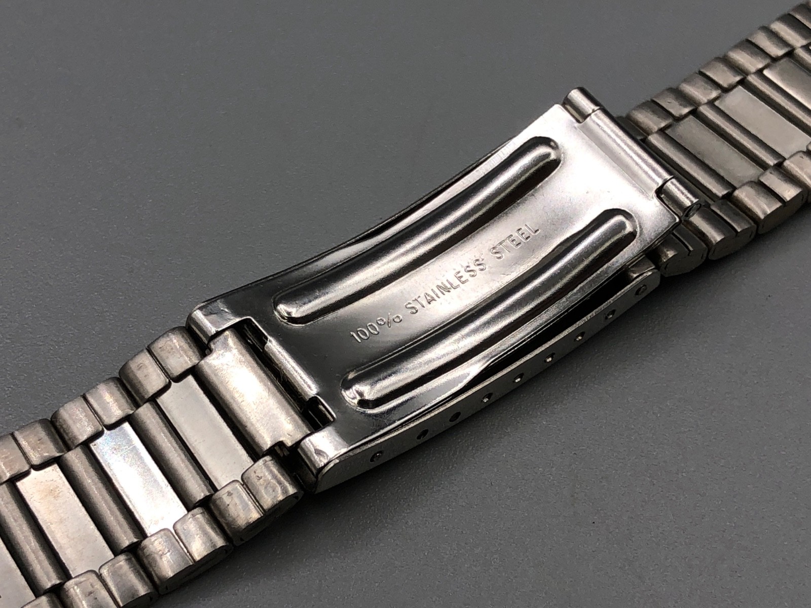 VINTAGE NOS 60s 70s STAINLESS STEEL WATCH CHRONOGRAPH BRACELET 16-22mm