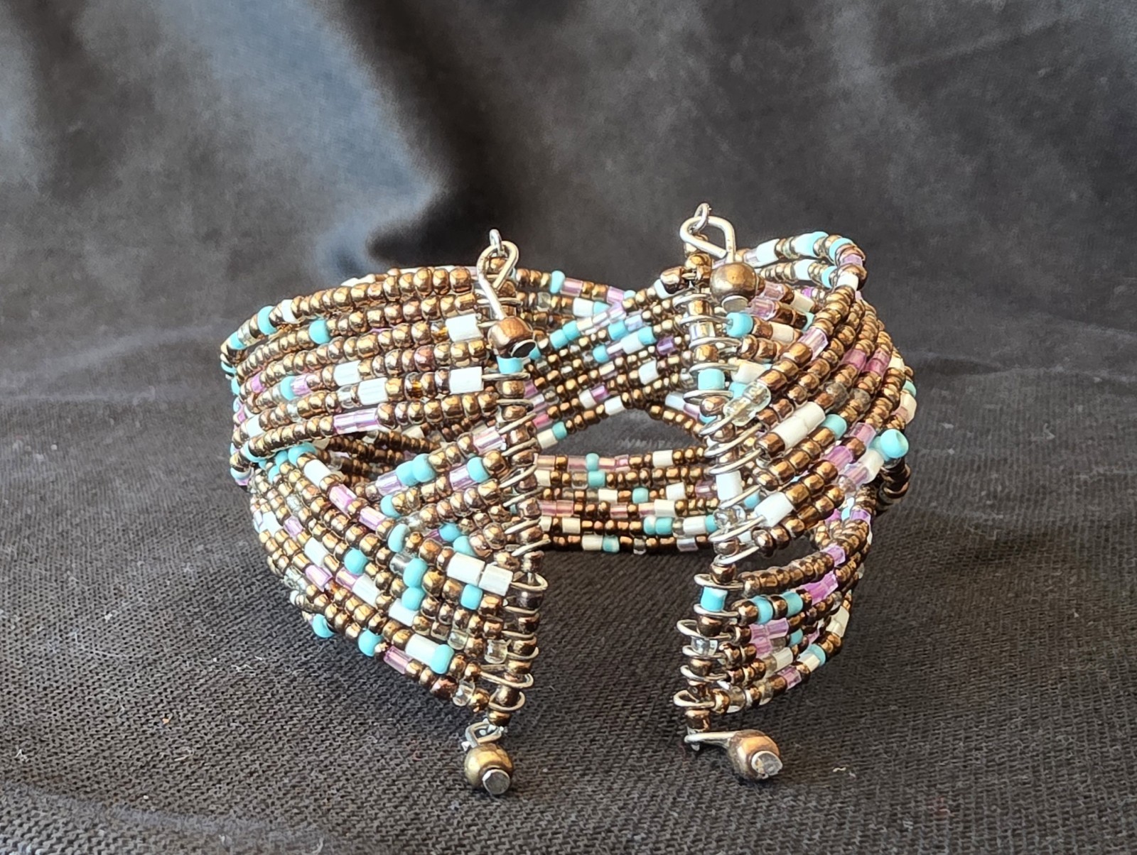 Handcrafted Multi-Strand Seed Bead Cuff Bracelet – Boho Statement Piece