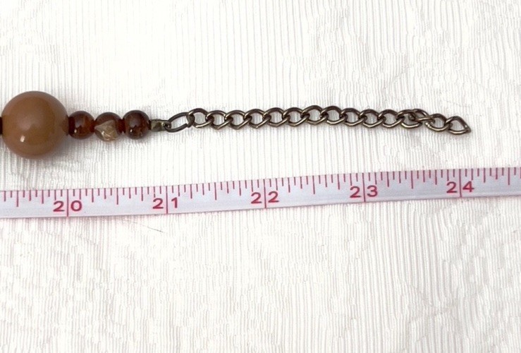 Brown Hues Metal Resin Raffia Beaded Chunk Acrylic Big Links Bib Necklace 24”