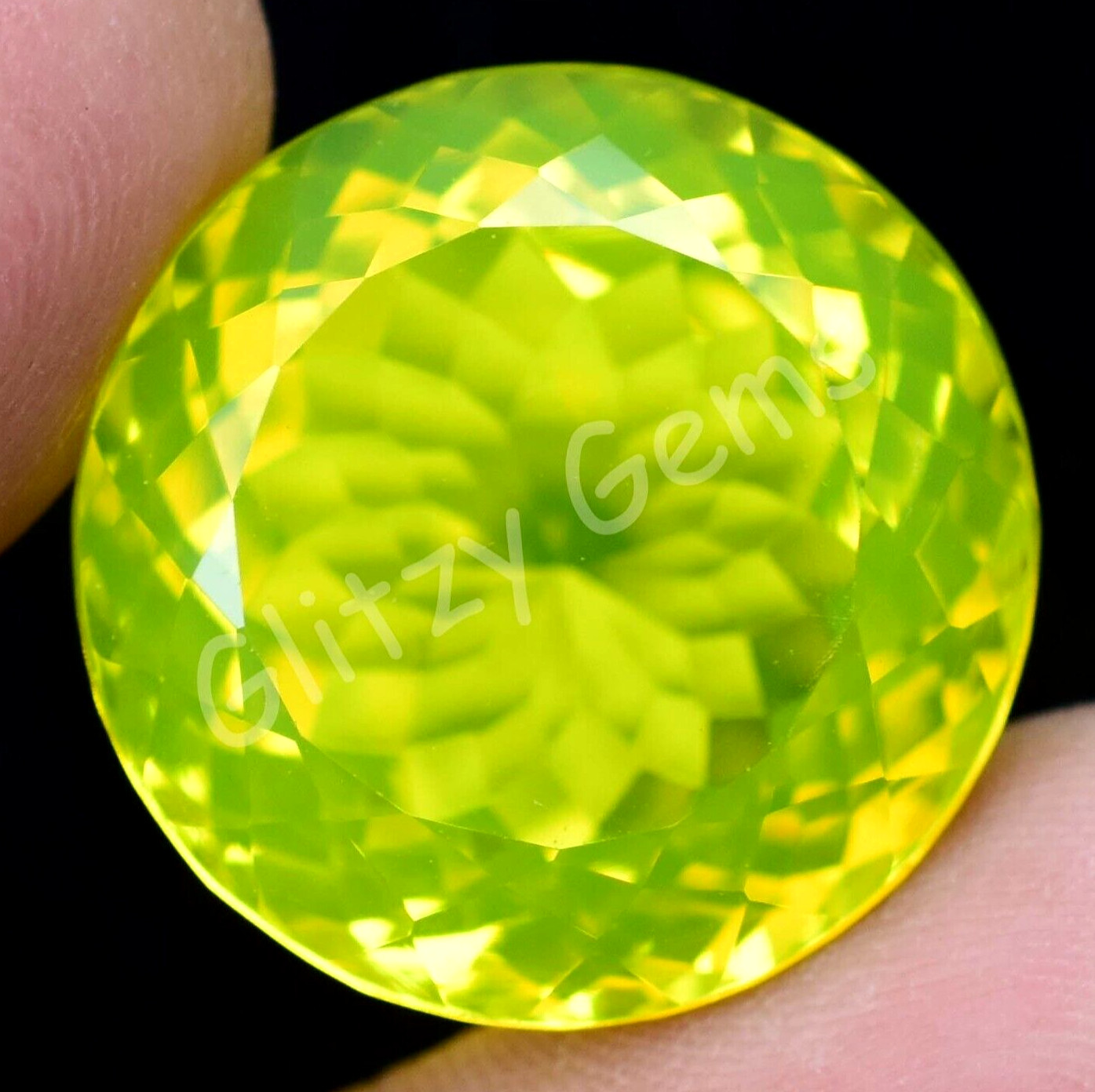 Natural Neon Yellow Opal 42.10 Ct Round Certified Untreated Rare Loose Gemstone