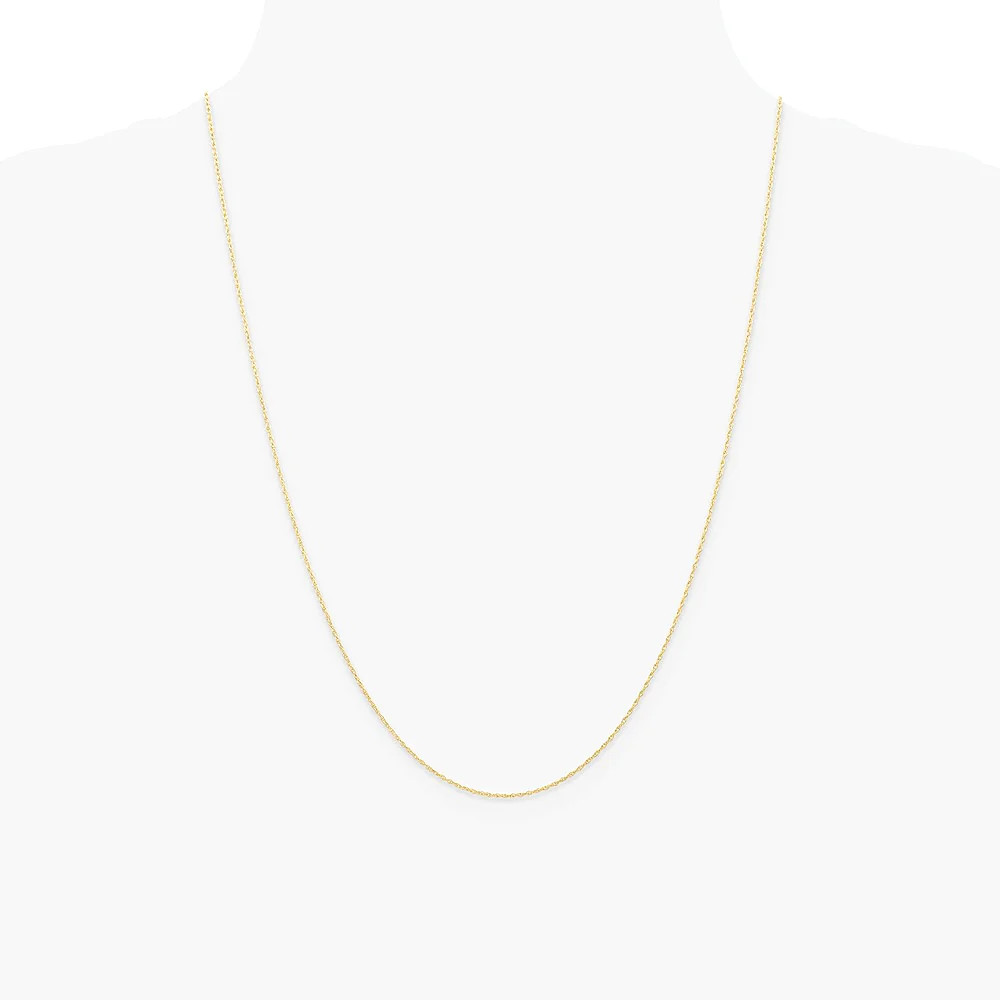 10K Yellow Gold .6 Mm Carded Cable Rope Chain Necklace 16″-24″