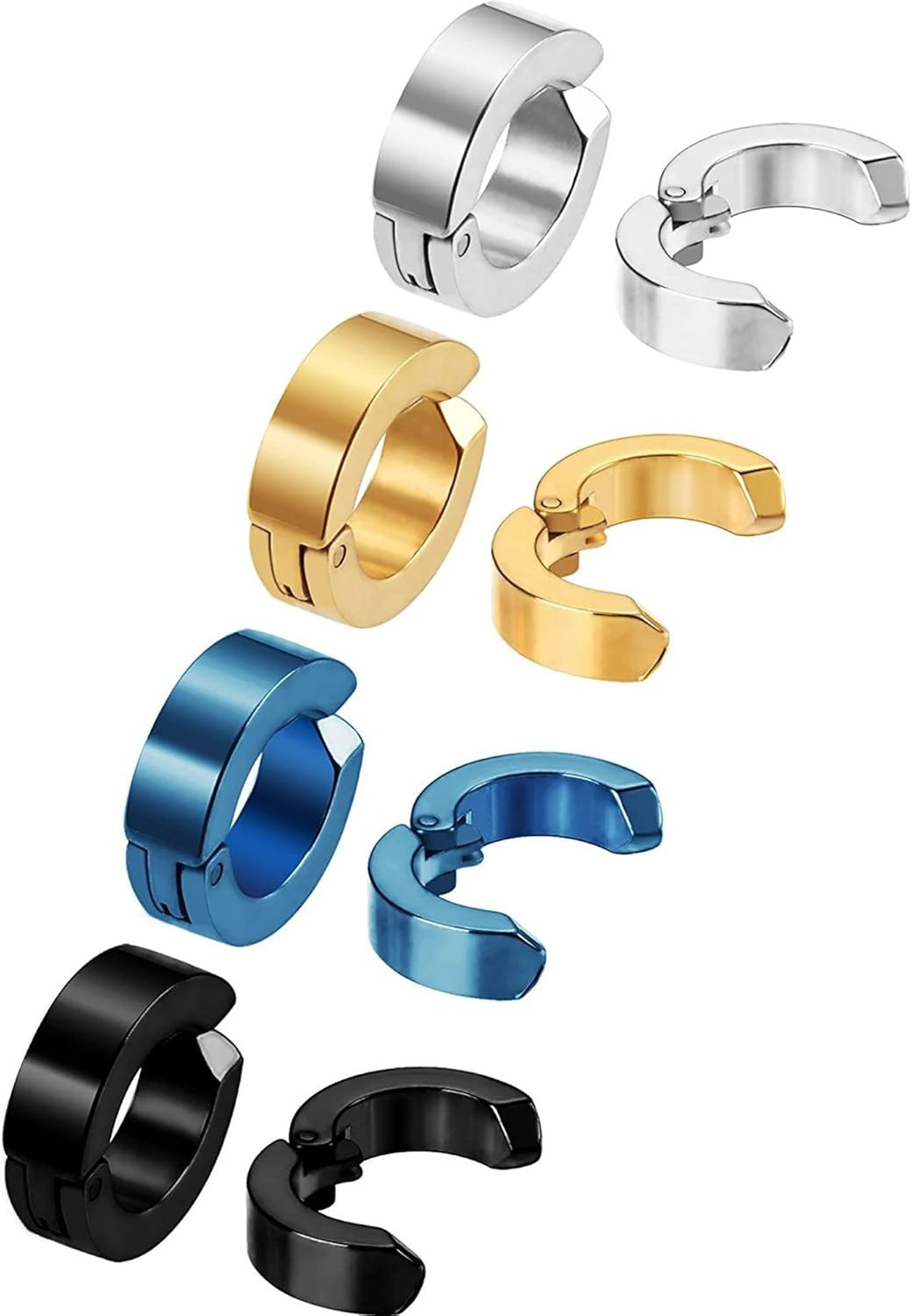 8 Pieces Clip on Earrings for Men Magnetic Hoop Earrings Non-Piercing