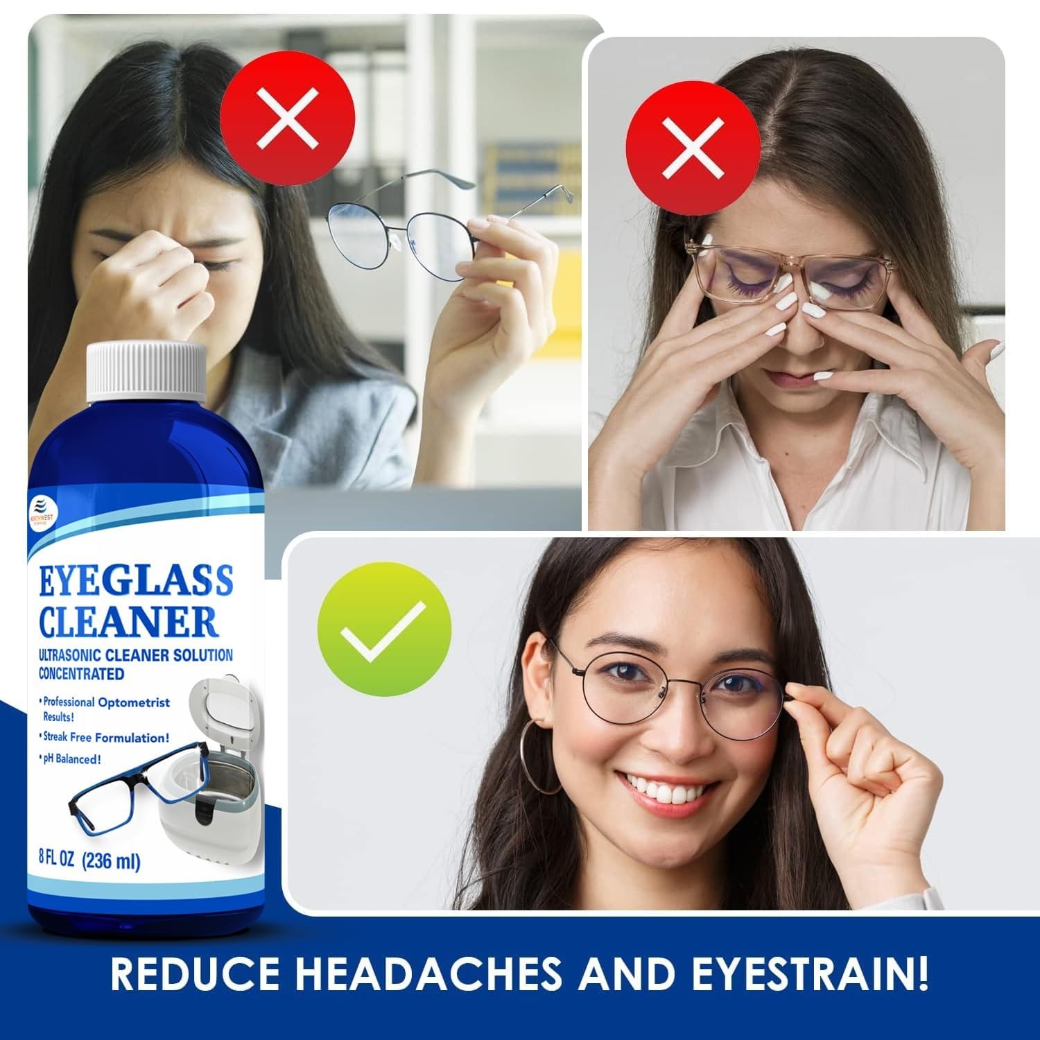 Ultrasonic Eyeglass Cleaner Solution | Highly Concentrated, Streak Free