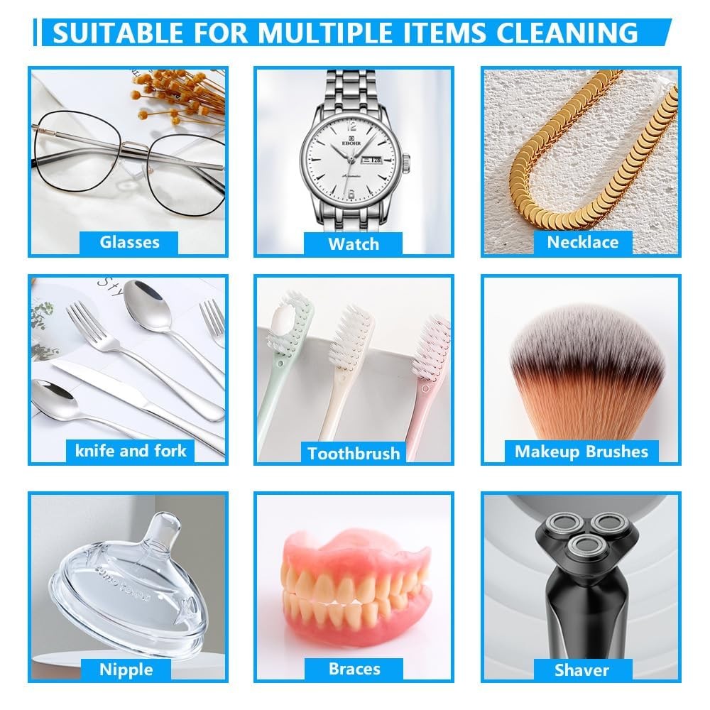 650ML Ultrasonic Cleaner with Timer Cleaning Machine Sonic Cleaner for Jewelry