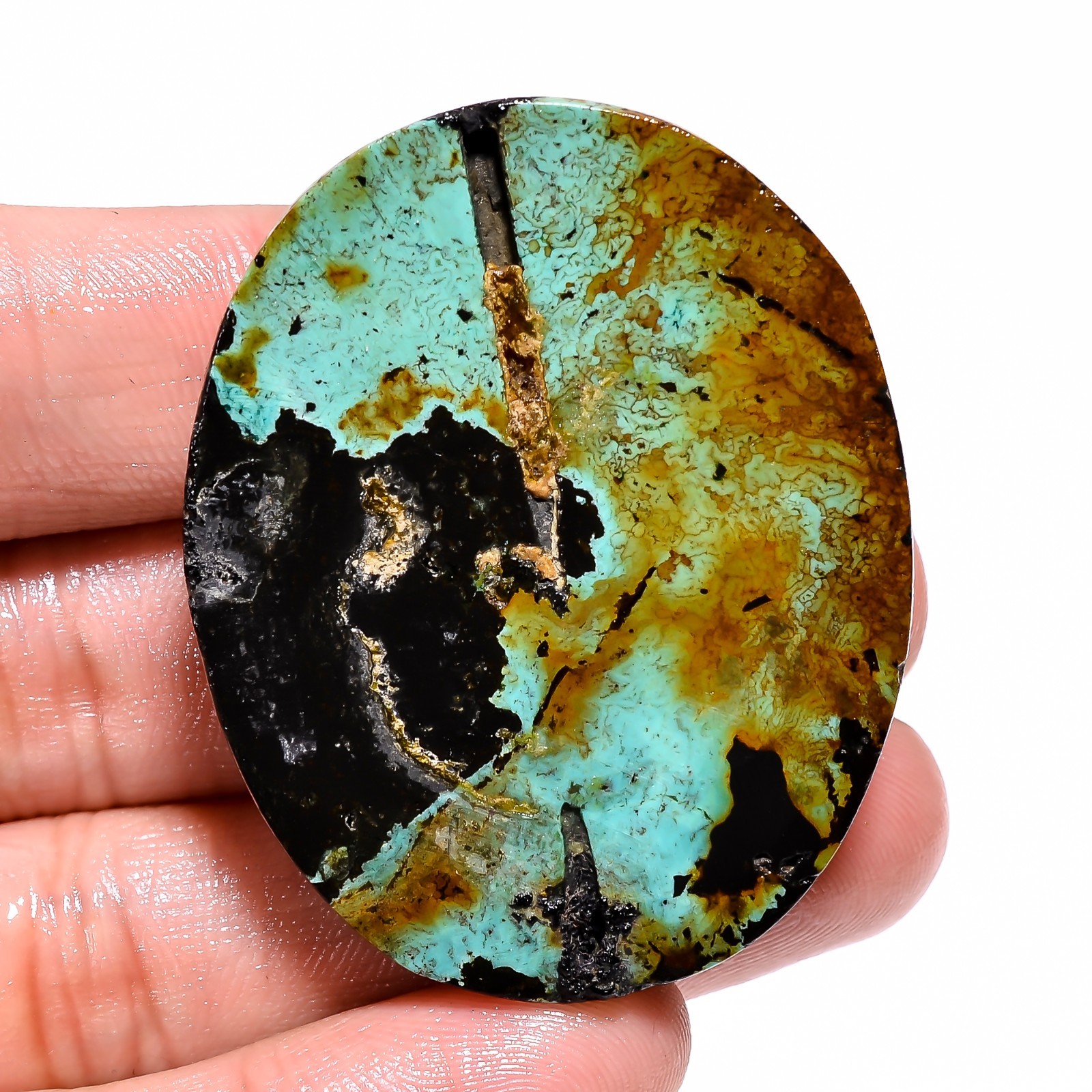 Tibet Turquoise stone 100% Natural Oval Shape Cabochon 127.10Ct 37x47x10mm BC-81