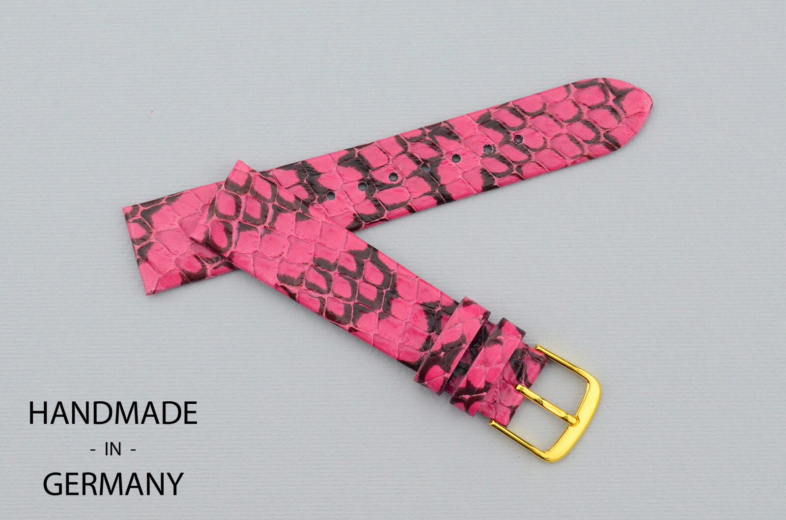 18mm / 16mm Graf Germany Genuine Leather Handmade Pink/Gray Watch Strap
