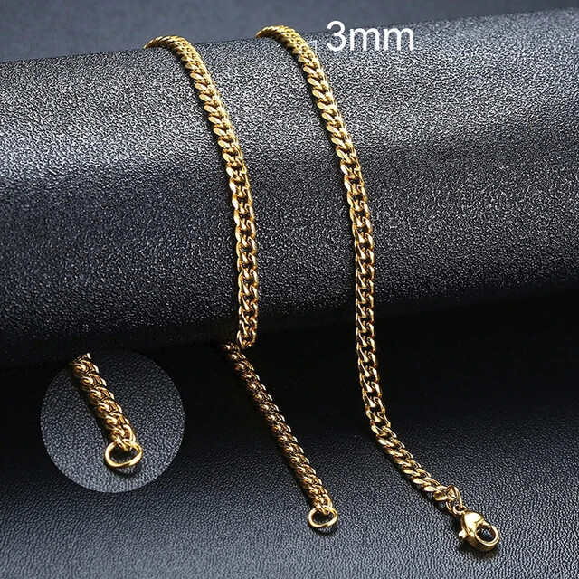 Cuban Chain Necklace for Men Women, Stainless Steel Necklace, Fashion Jewelry