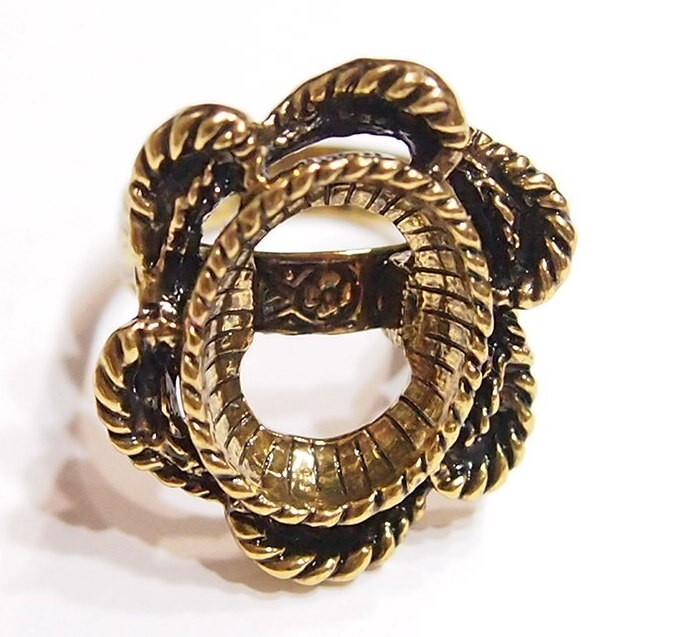 6 -18x13mm Antique Gold Victorian Twisted Rope Floral Adjustable Ring Setting