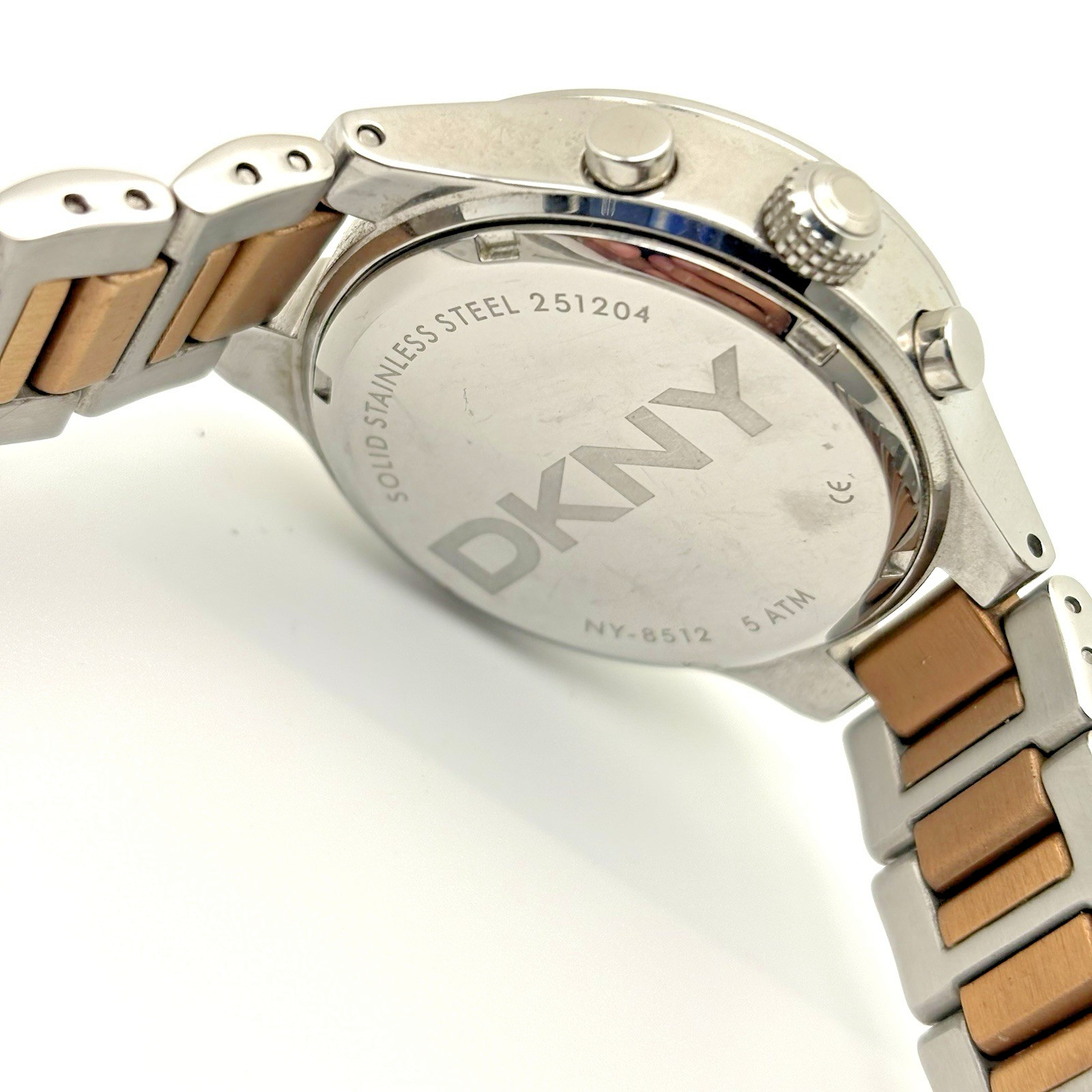 DKNY Chronograph Women Watch Stainless Steel Two-Tone Bracelet Pre-owned NY8512