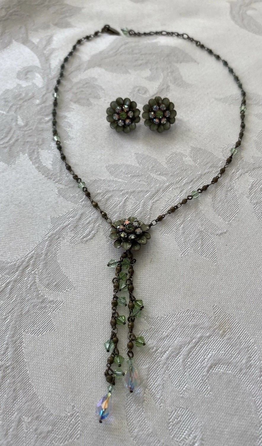 Liz Palacios Necklace And Earrings Set Green