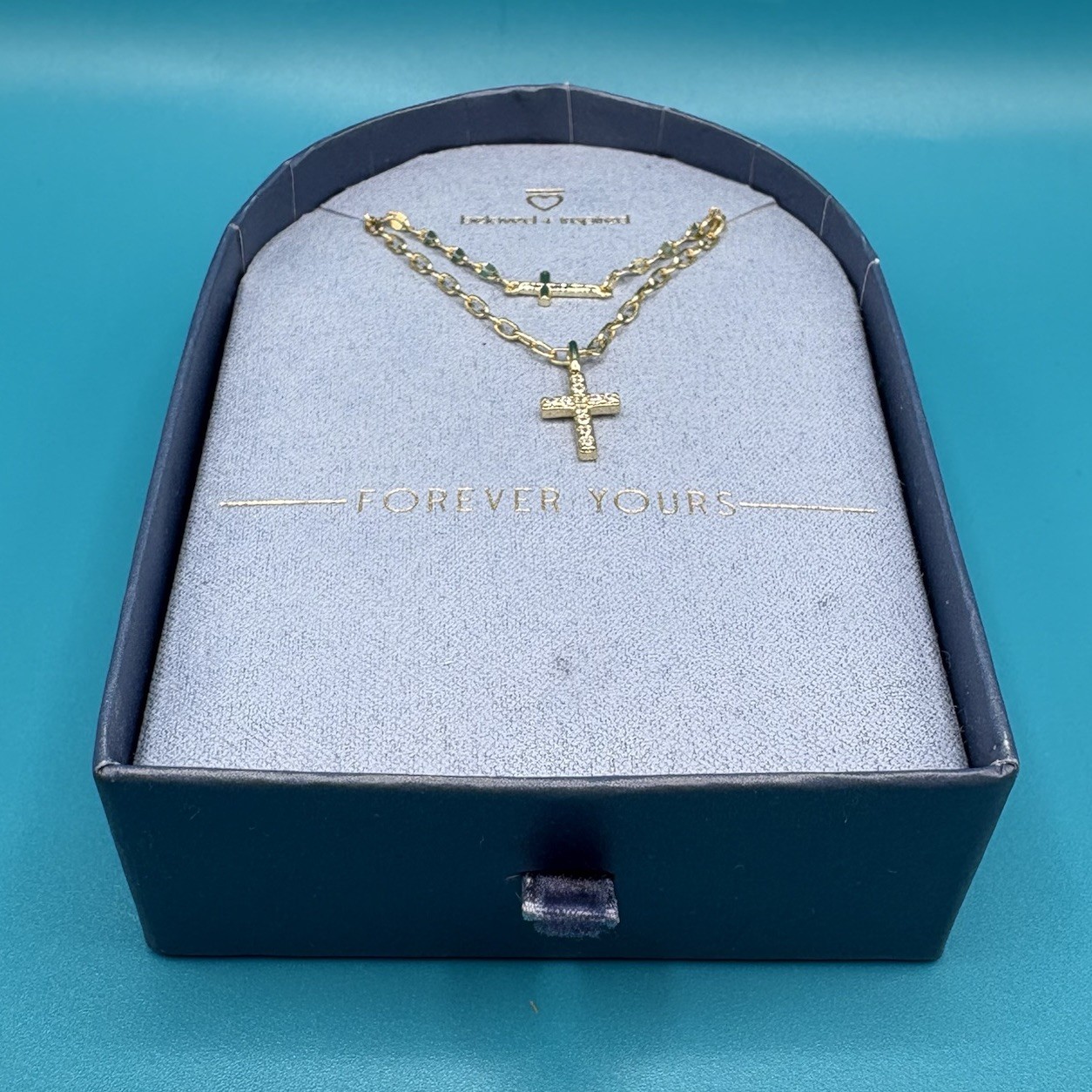 Beloved + Inspired 14K Gold Dipped Double Cross Multi-Strand Necklace NEW