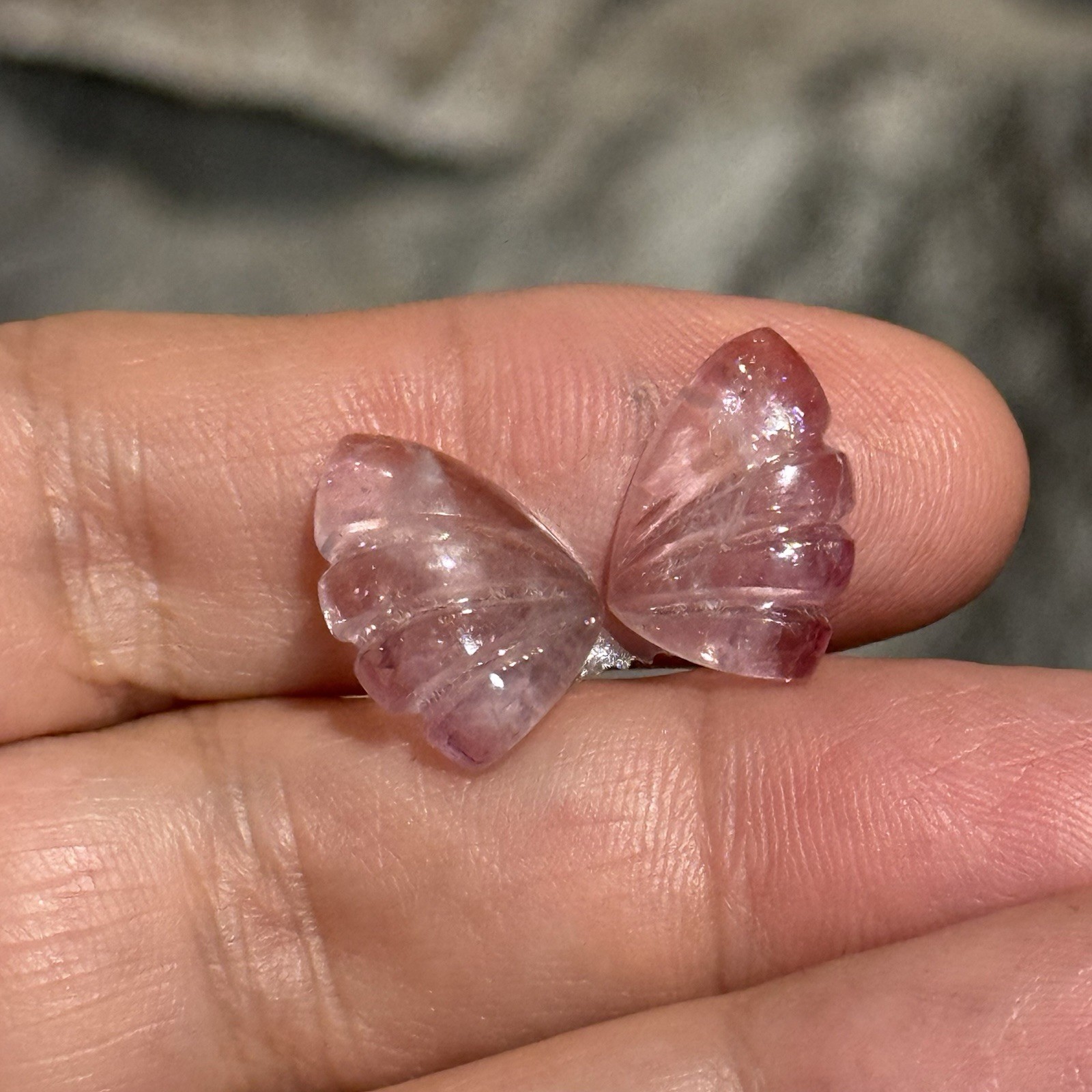 10ct 15×10.5x4mm Pair Cute Butterfly Wings Pink Tourmaline Cabochon Gems