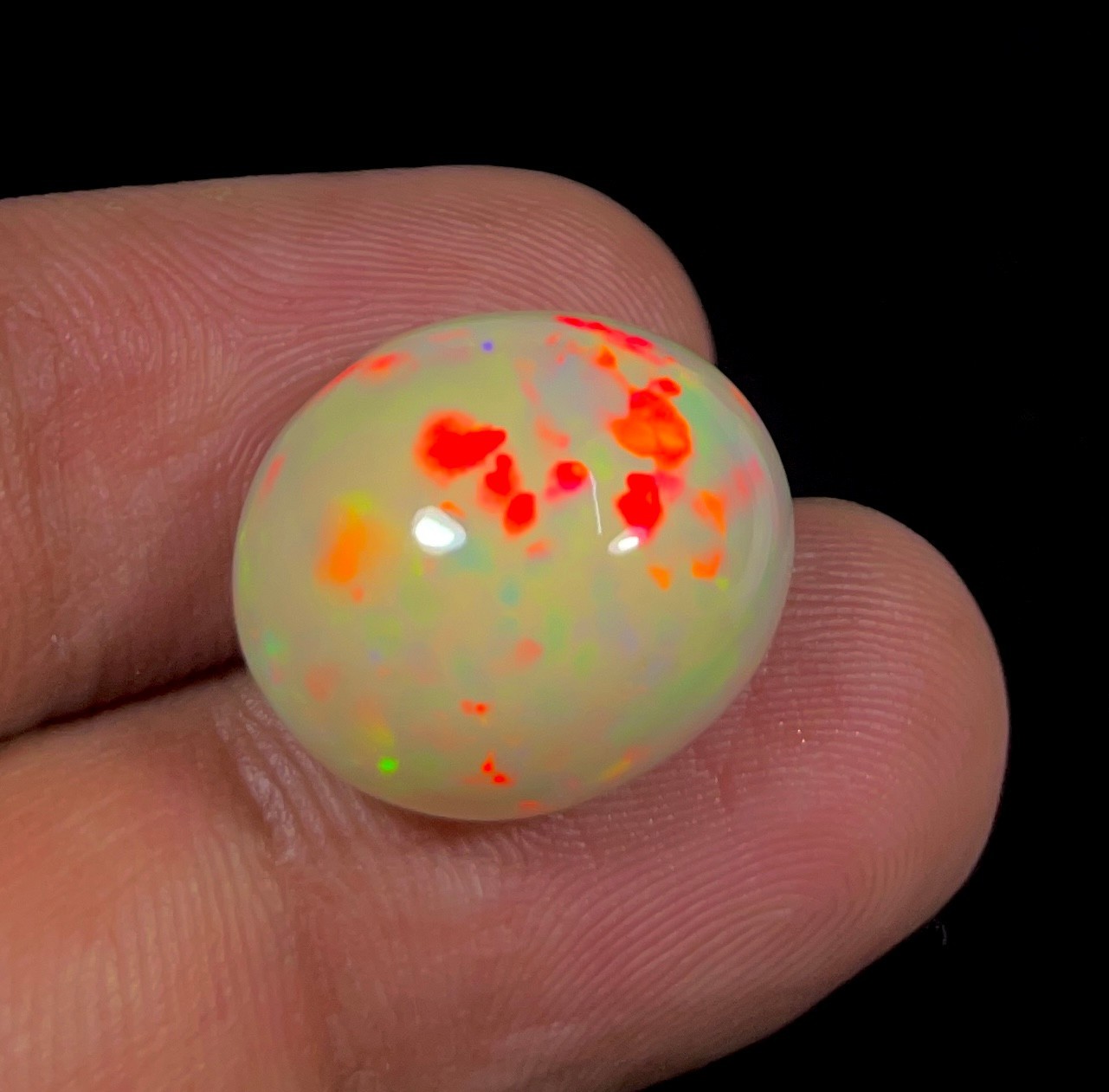 11.70 Ct Natural Ethiopian Opal Multi Fire Opal Oval Cabochon Loose Gemstone