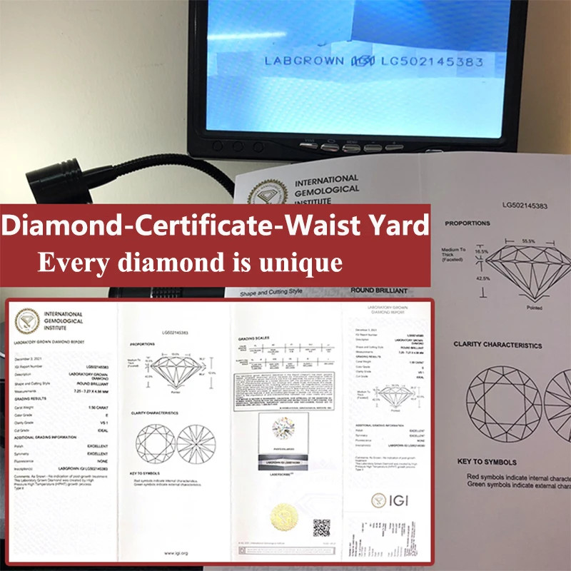 Wholesale IGI Round Cut 0.3-5ct Lab Grown Diamond D Color VVS1 for Fine Jewelry