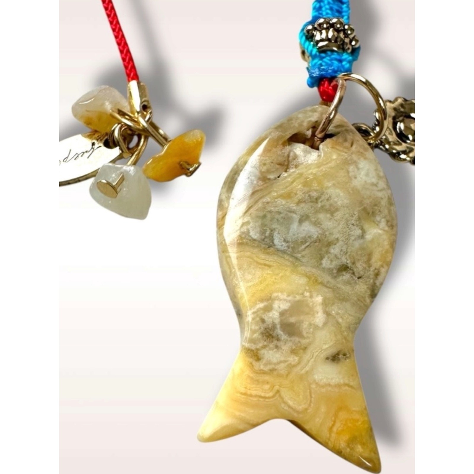 Free People Bohemian Beachy Artsy Odele Pendant Necklace in Fish NWT