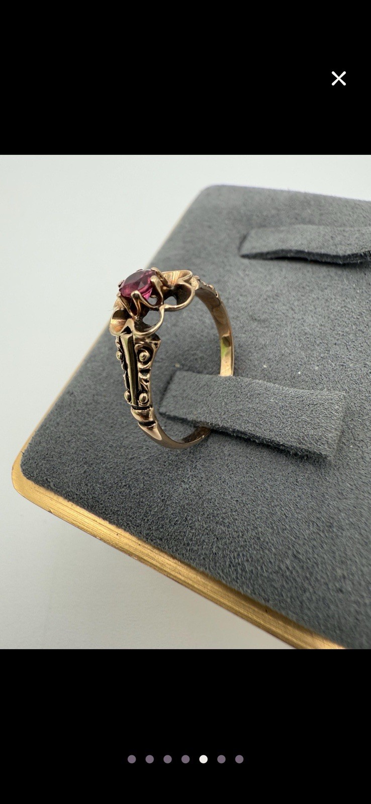 Antique Victorian 10k Yellow Gold Ruby Ring Belcher ~ Size 6