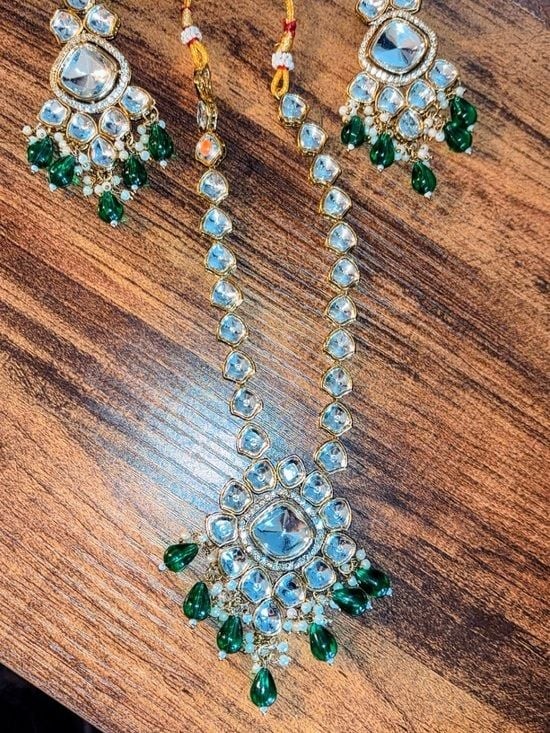 Light Weight Long Necklace Earring Set – Sheesha Kundan (Mirror and Glass).