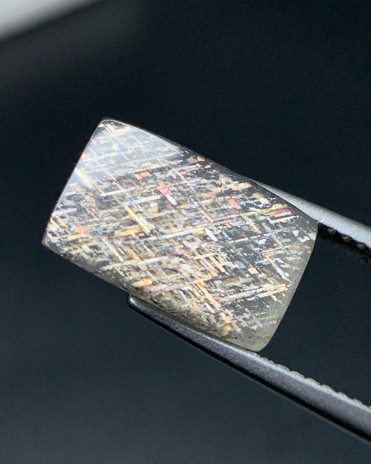 Natural Australian Rainbow Lattice Sunstone 3.49 Carat 12.8×7.8 MM Cushion Shape