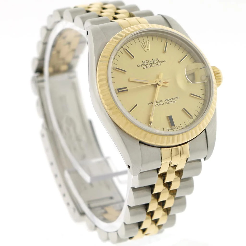Rolex Datejust Midsize 2-Tone Champagne Stick Dial 31mm Jubilee Watch 68273