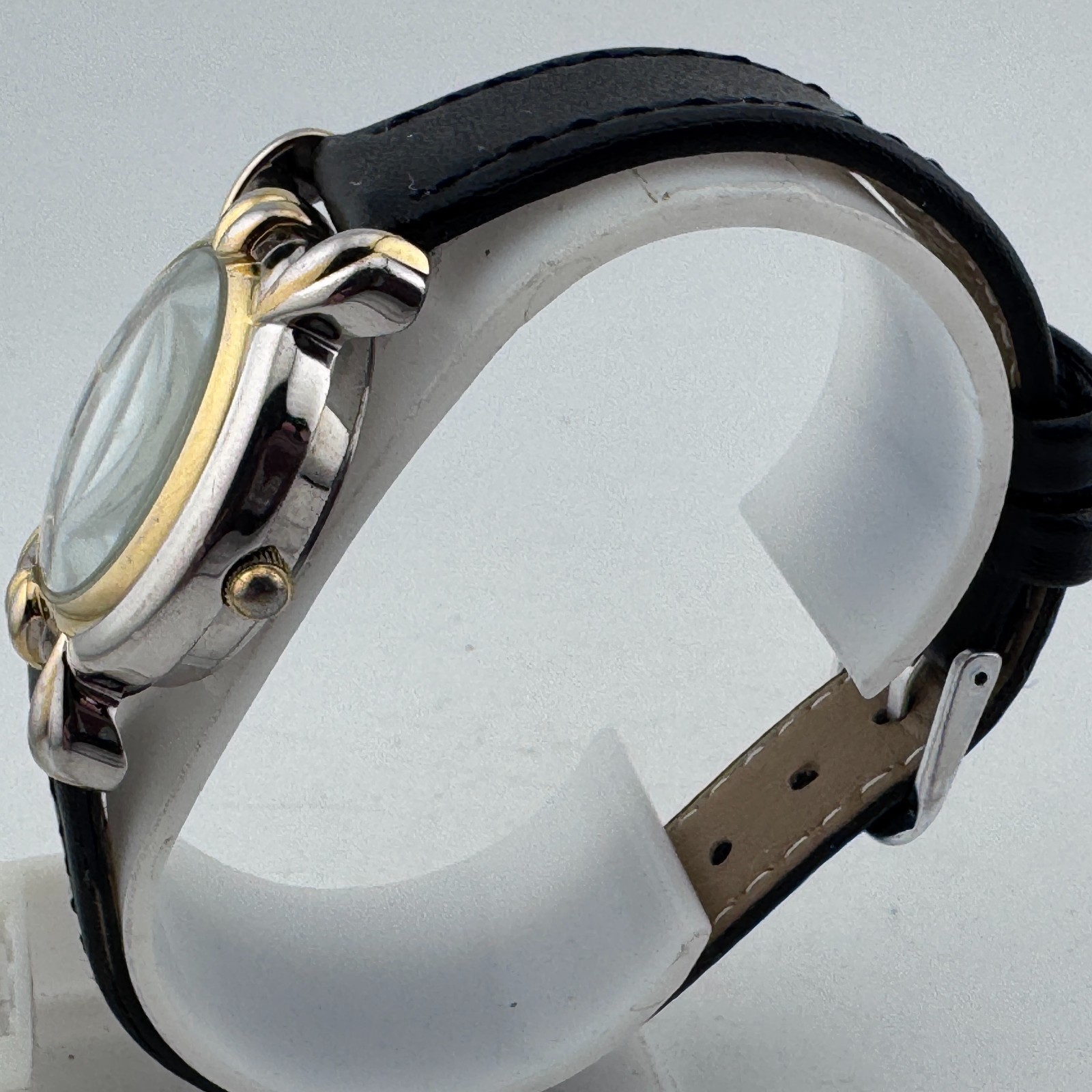 VTG Japan Movt Quartz Watch Women Moon Phase Dual Tone Leather Analog New Batter