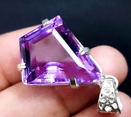 42.10 Ct Natural Purple Tanzanite Fancy Pendant Certified 925 Sterling Silver