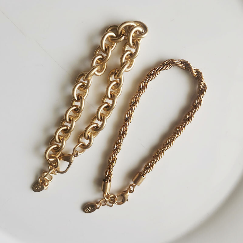 2pcs 7.5″ Zara Minimalist Basic Chain Bracelet Retro Women Party Holiday Jewelry