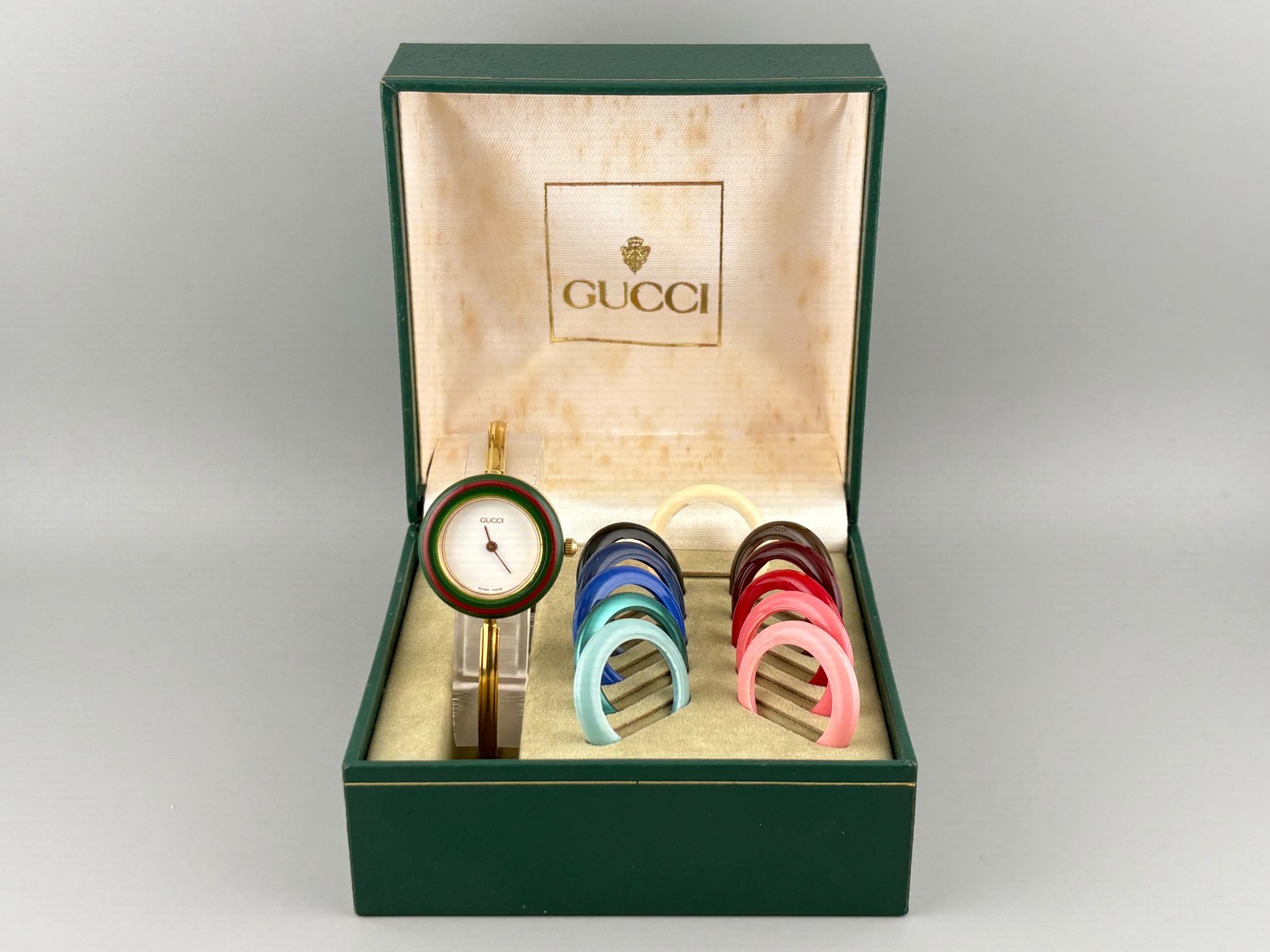 Gucci Change Bezel 11/12.2 Watch 12 Colors Box White Gold [Very Good]