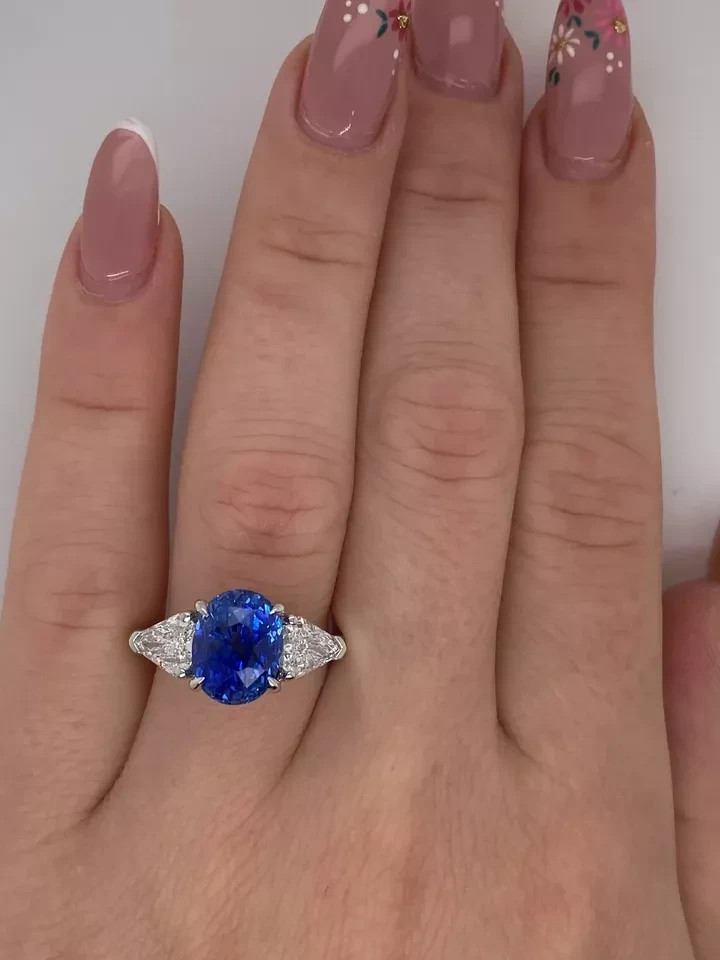 RARE 5.00 Ct Certified Oval Shape Natural Blue Diamond Ring White Gold Finish