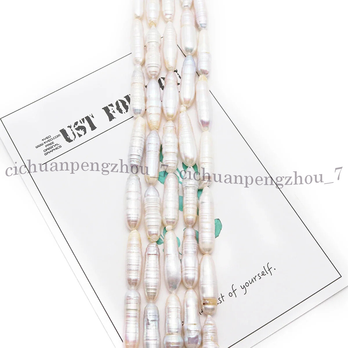Unique 6x26mm White Natural Freshwater Baroque Long Biwa Pearl Loose Beads 15”