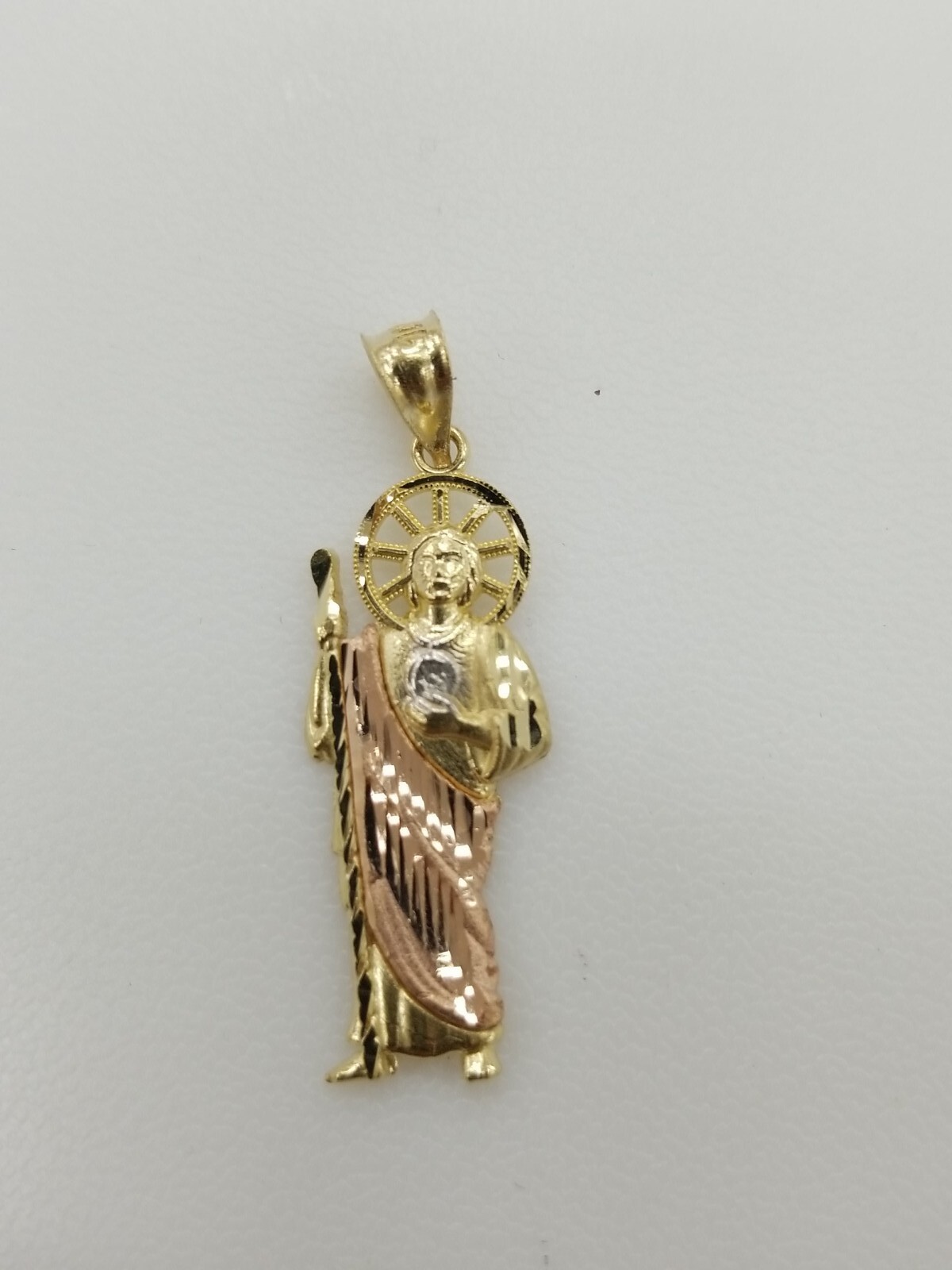 10KT Saint Jude Tri Gold Pendant Diamond Cut Brand New, 10KT Pendant, # 1.9G