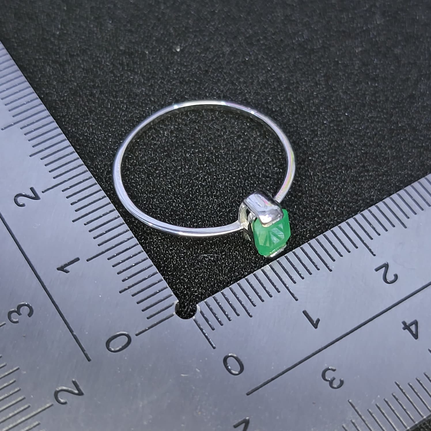 925 Sterling Silver Natural Emerald Ring Octagon Top Rich Green Size 8