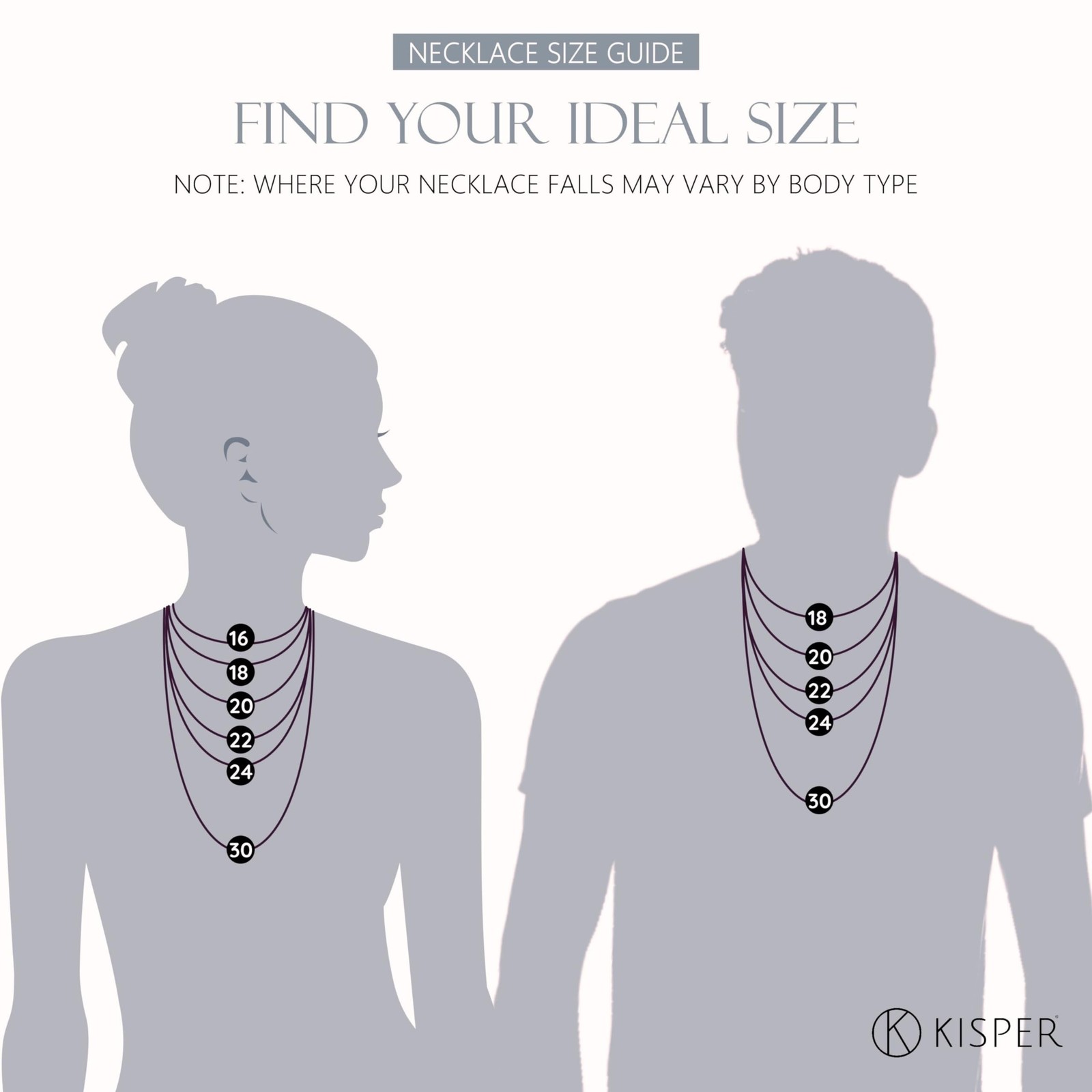 KISPER 24k White Gold Rope Chain Necklace –Thin, Dainty, White Gold Plated