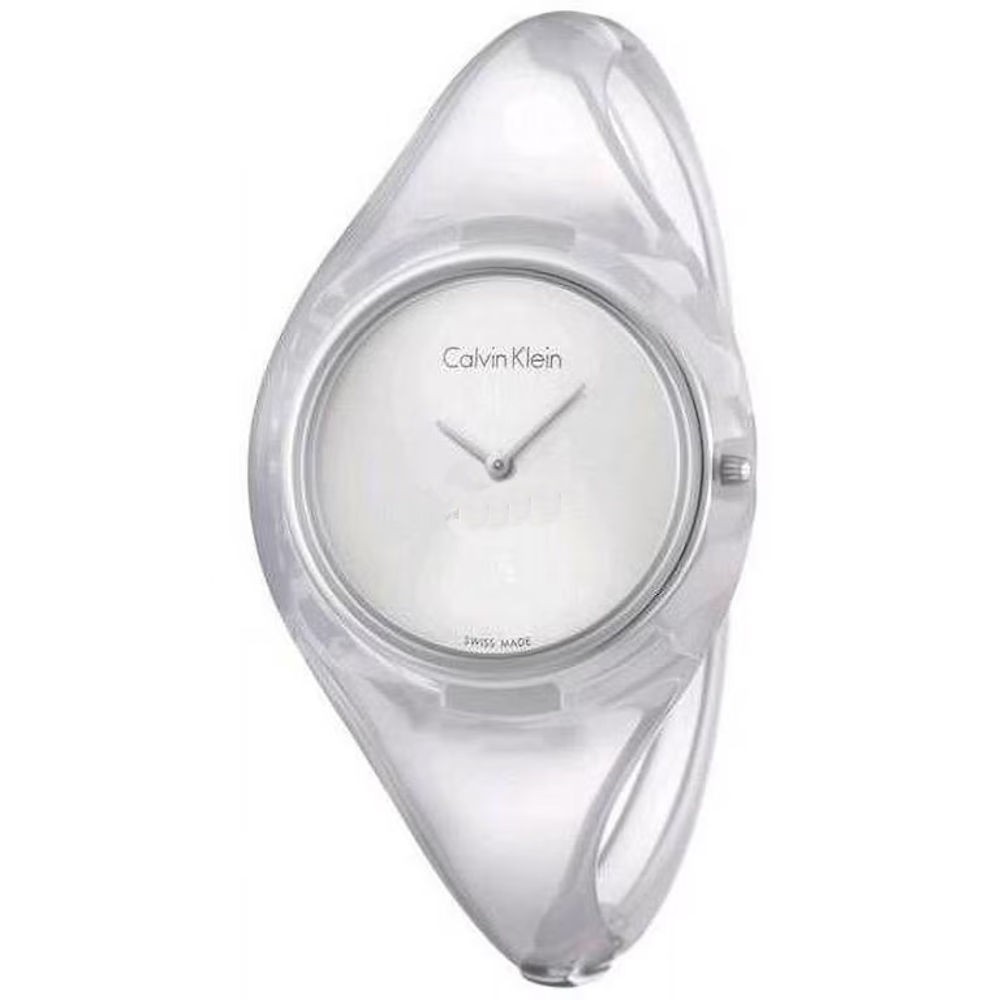 Calvin Klein Pure Swiss Made Clear Minimalist Bangle Style Womens Watch K4W2SXK6