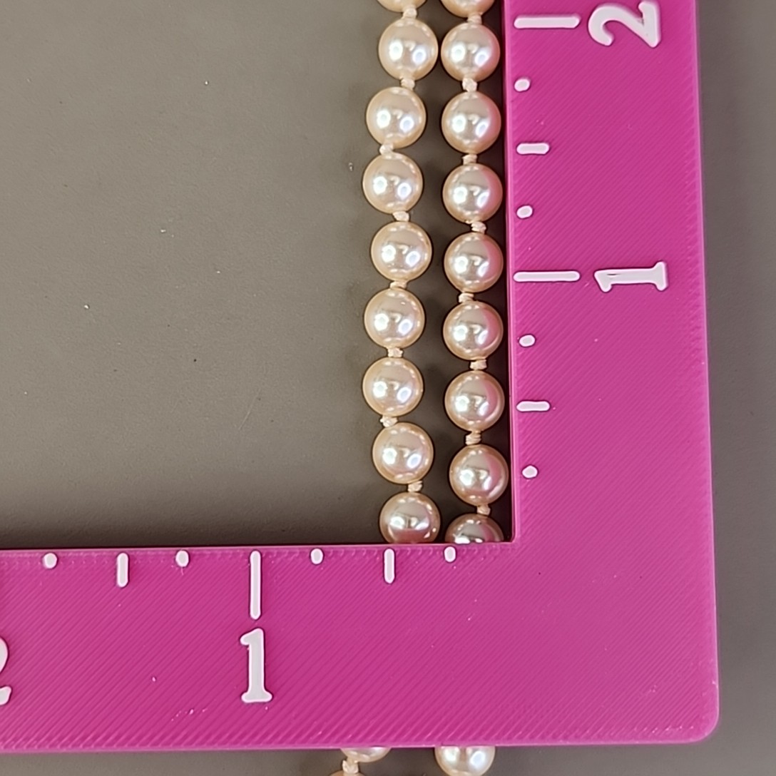 Vintage Faux Pearl Beaded Bracelet Two Strand Cream Knotted Push Lock 7″