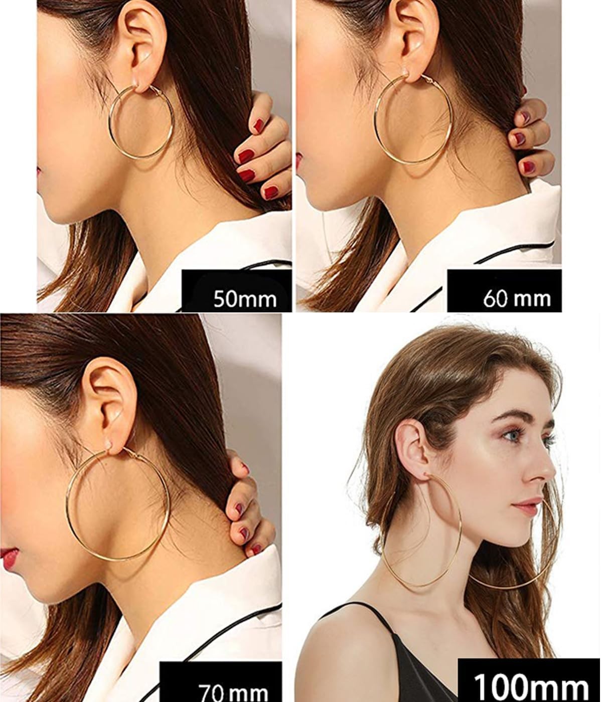 50Mm Big Gold Hoop Earrings for Women Girls,Dainty 14K Gold Hypoallergenic Rose
