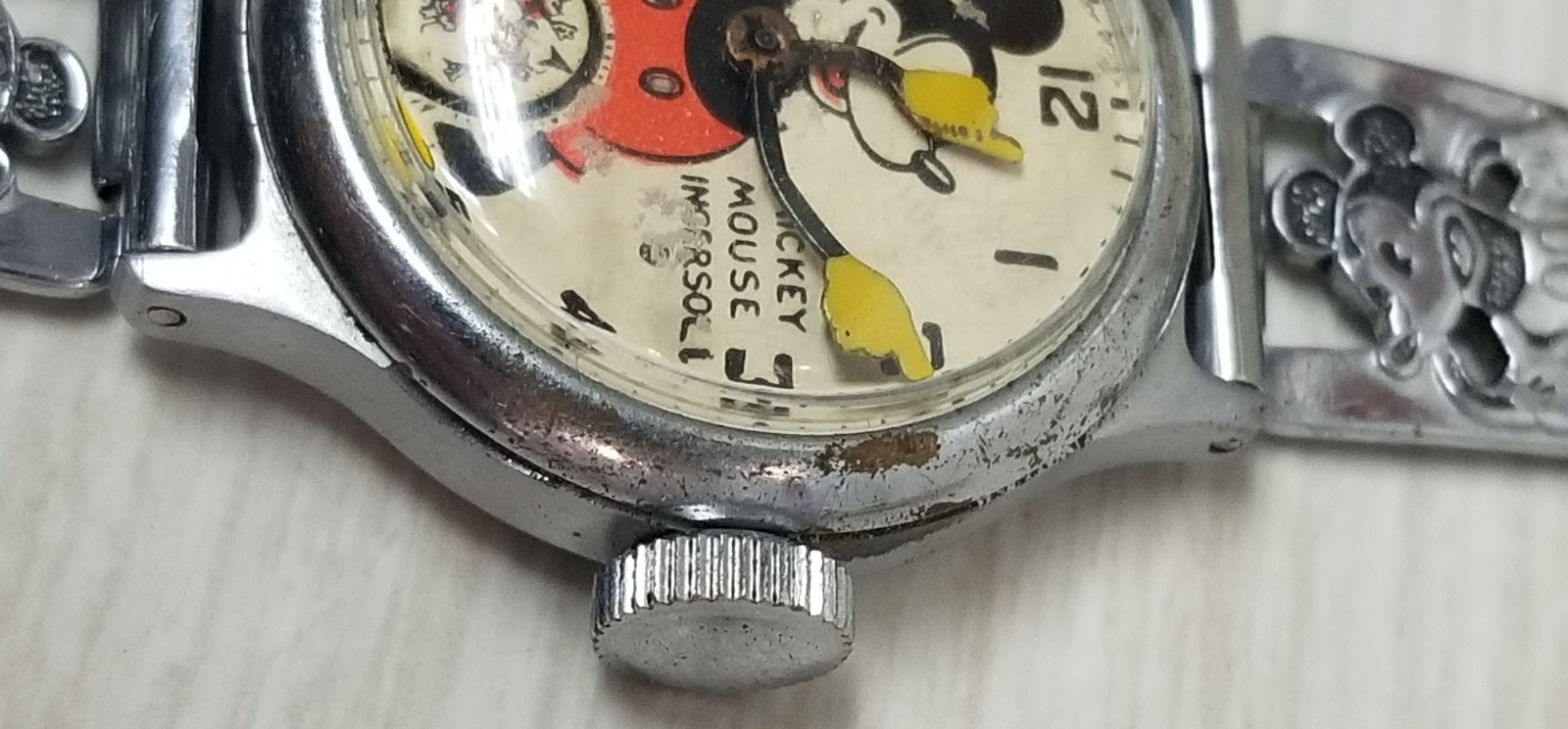Vintage 1934 Ingersoll Mickey Mouse Wrist Watch Works some K293/ROSE K