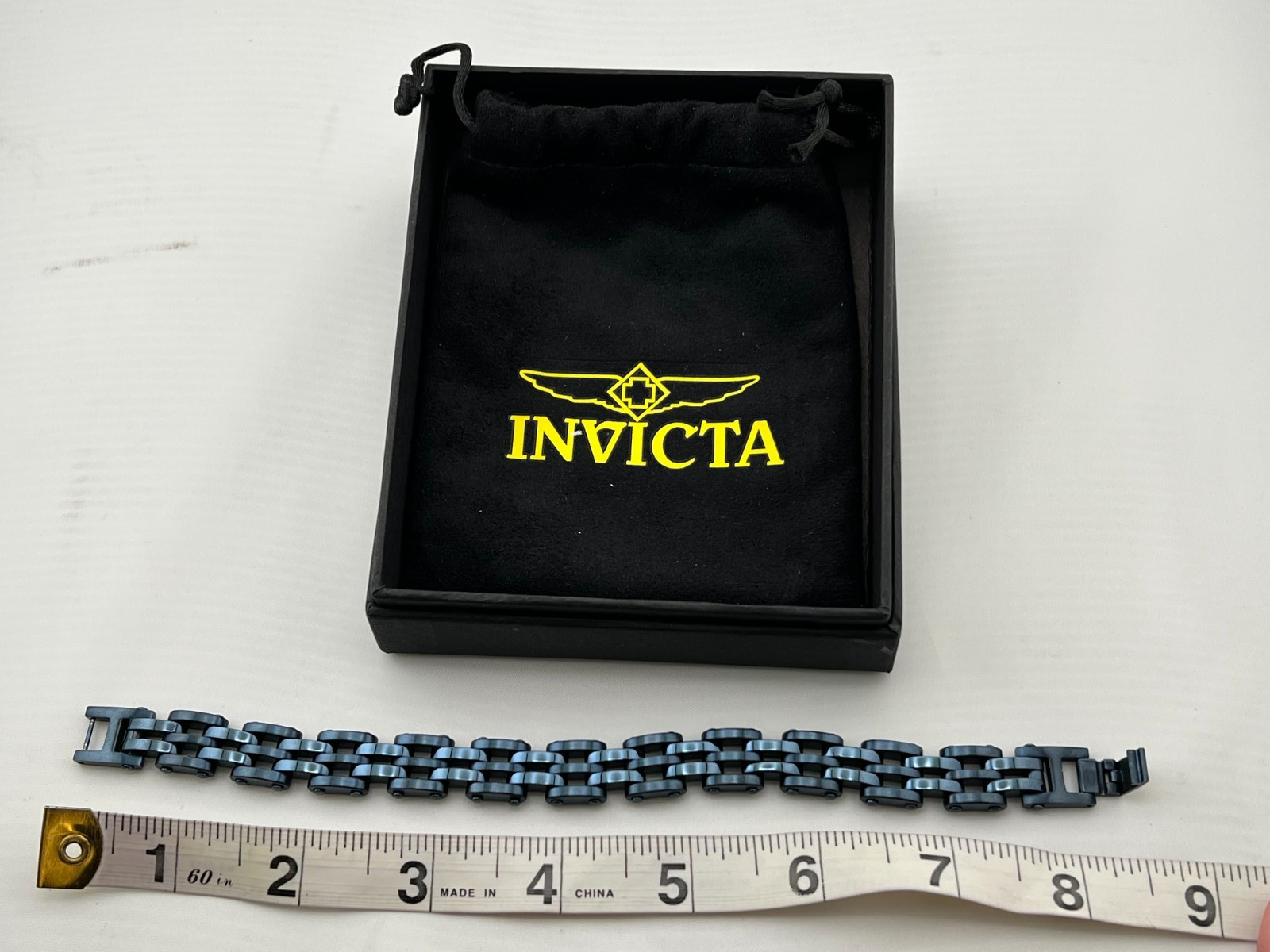 NIB INVICTA Men’s Blue Stainless Steel Bicycle Chain Bracelet Jewelry Biker