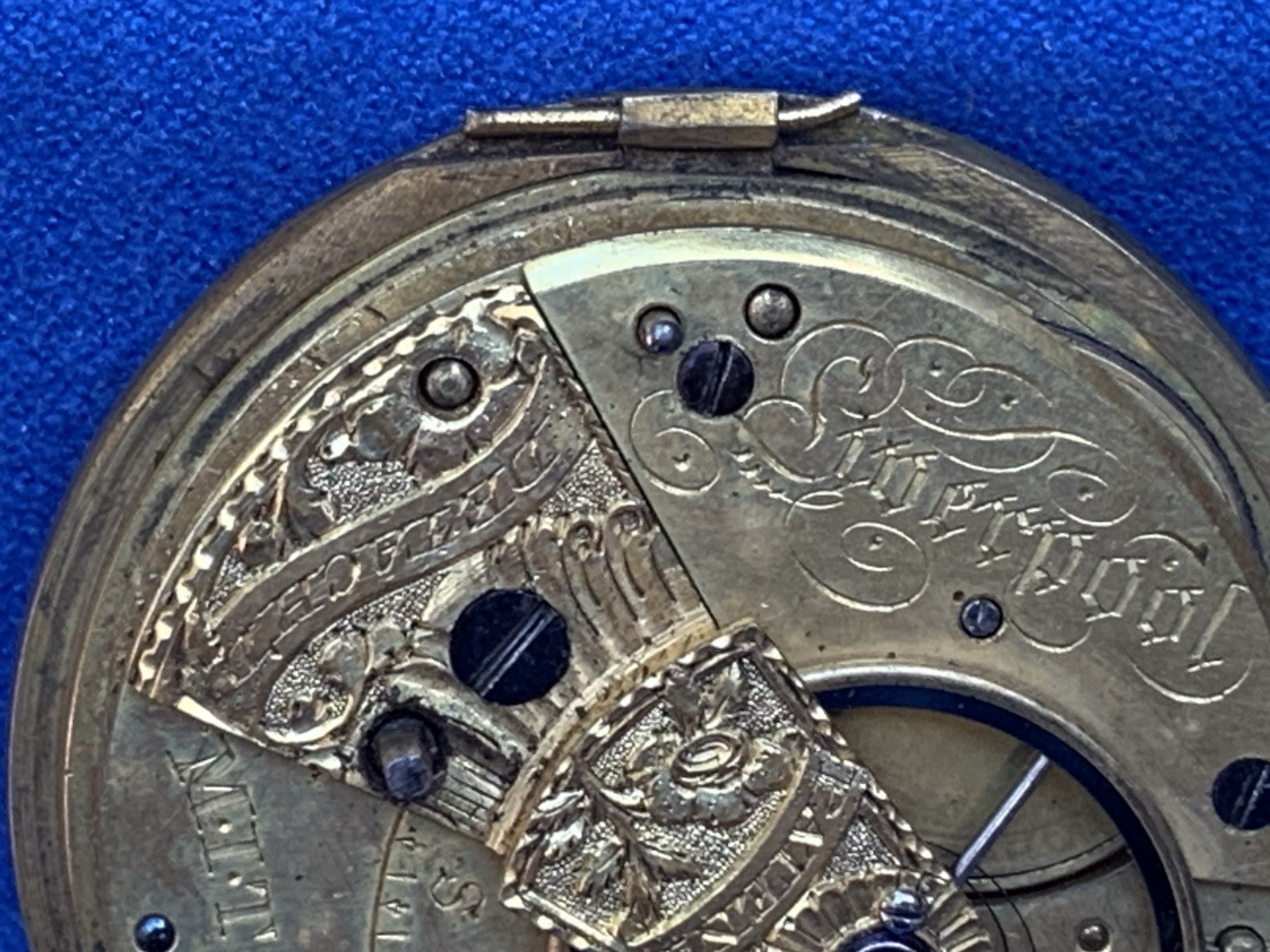 M.I. Tobias & Co Liverpool England Key Wind Fusee Pocket Watch Movement 44mm