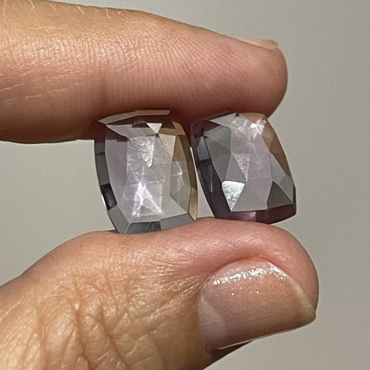 11.6ct 14.4c10.5×4.4mm Pair Pink Faceted Amethyst Rose Cut Cabochons Gems